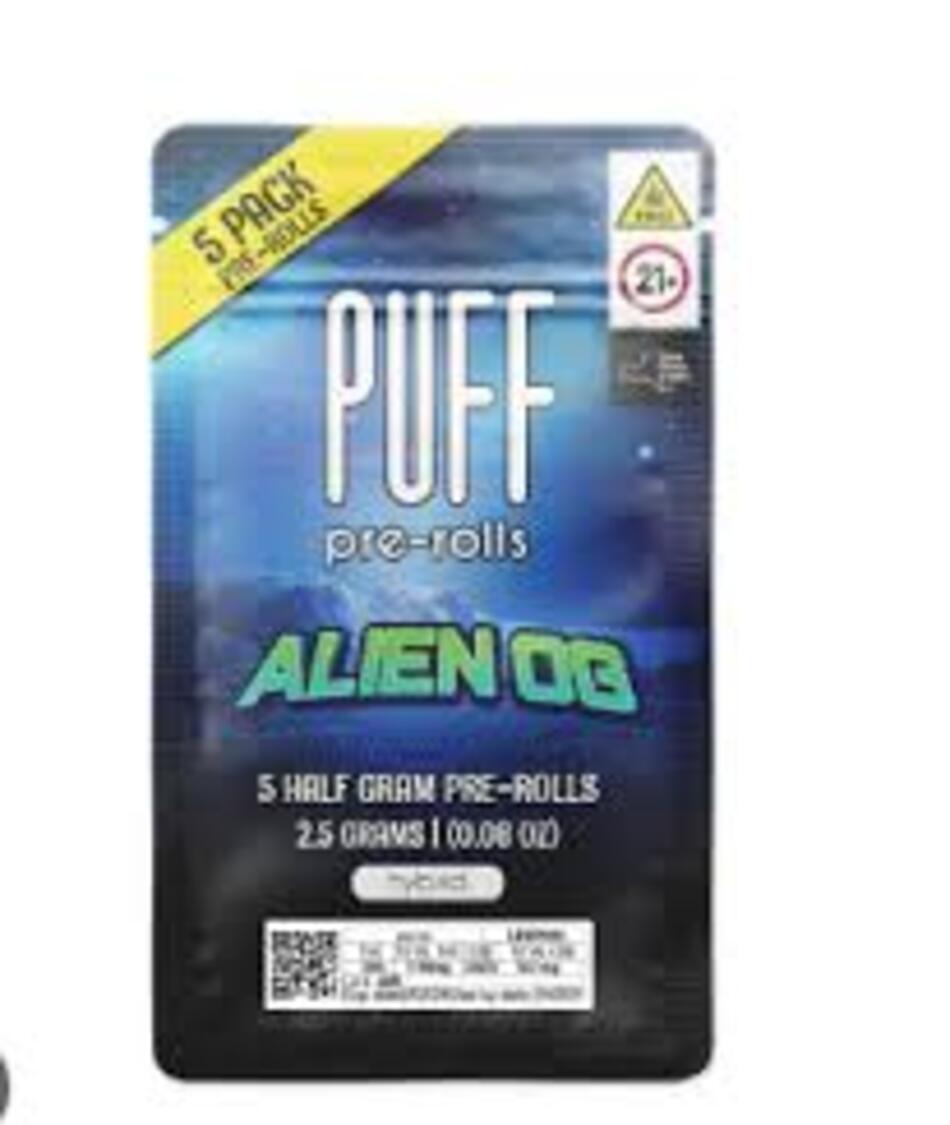 Puff Alien OG Pre-Roll 5-pack (Hybrid) 26.64% {2.5g}