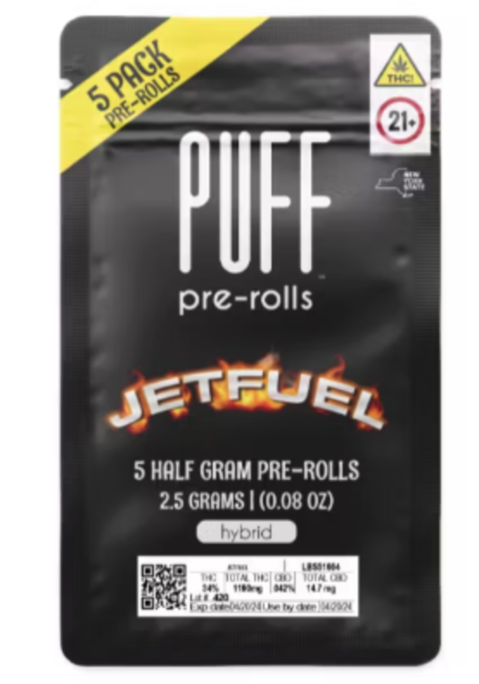 Puff Jet Fuel Pre-Roll 5-pack (Hybrid) 23.06% {2.5g}