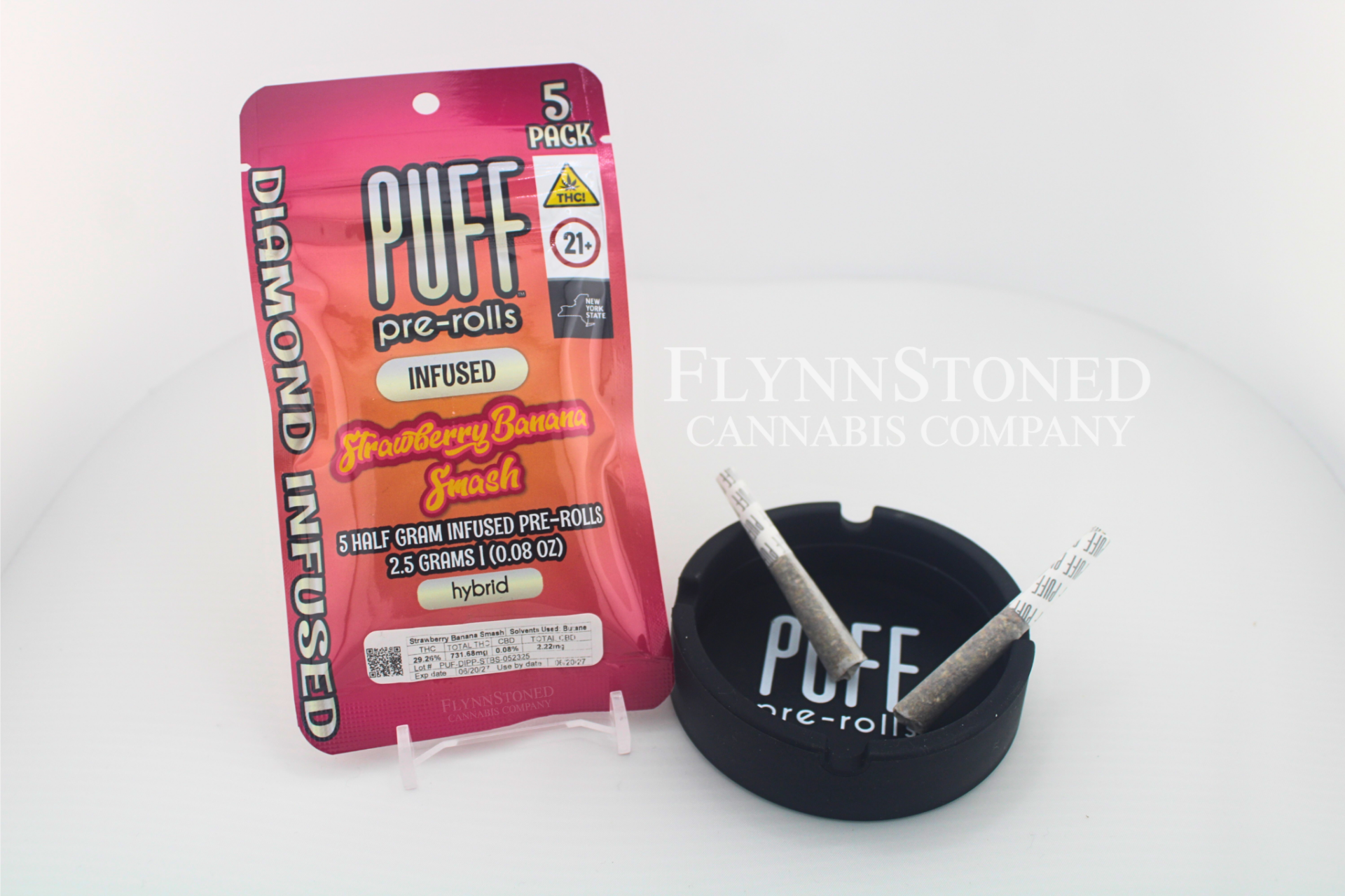 Puff Strawberry Banana Smash Diamond Infused Pre-Roll 5-pack (Hybrid) 27.82% {2.5g}