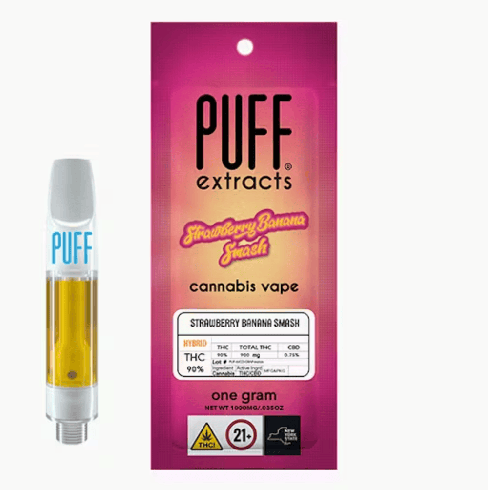 Puff Strawberry Banana Smash Threaded Vape Cartridges  (Hybrid) 92.82% {1g}