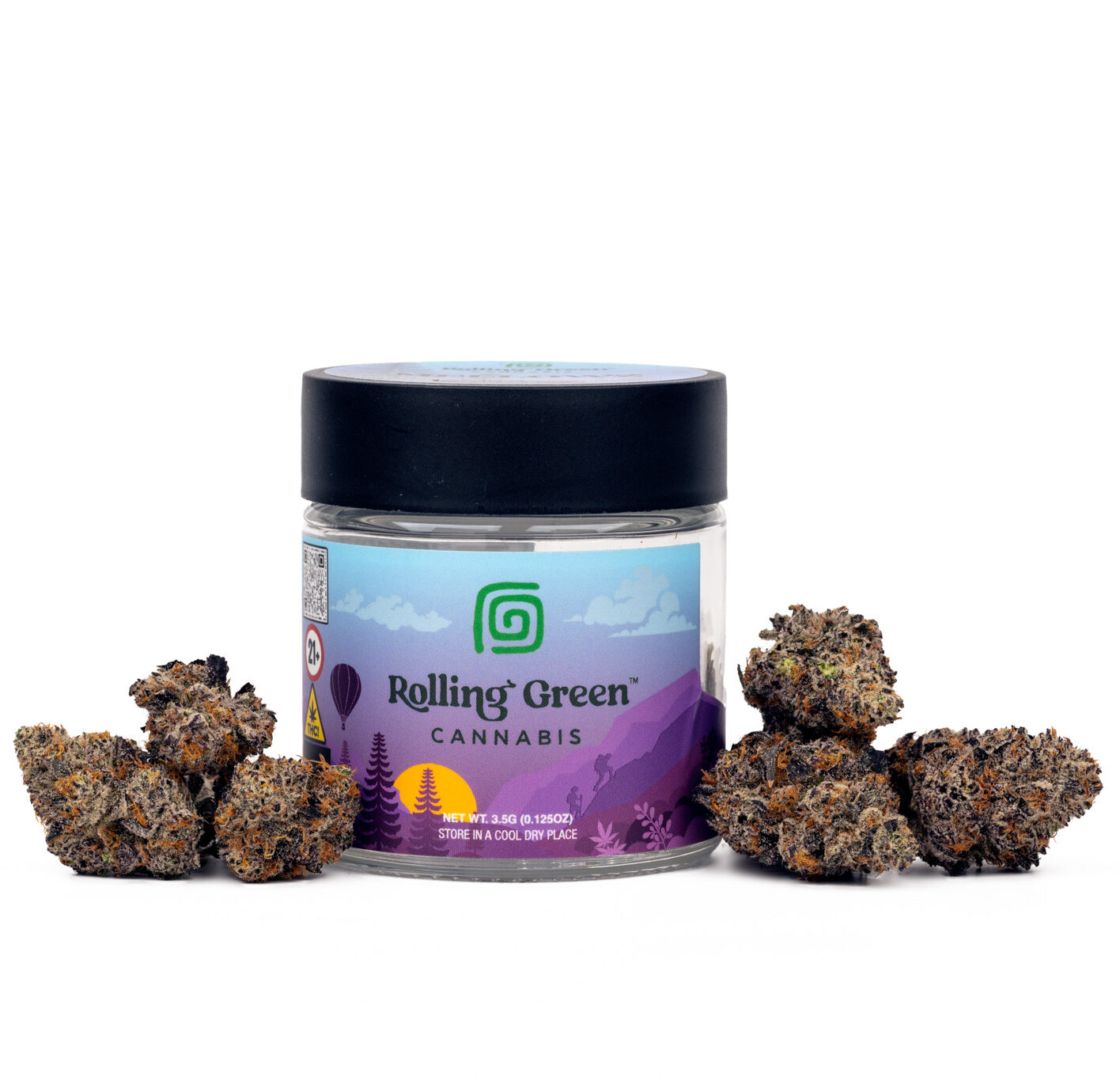 Rolling Green Cannabis Black Amber Flower  (Hybrid Indica) 33.56% {3.5g}
