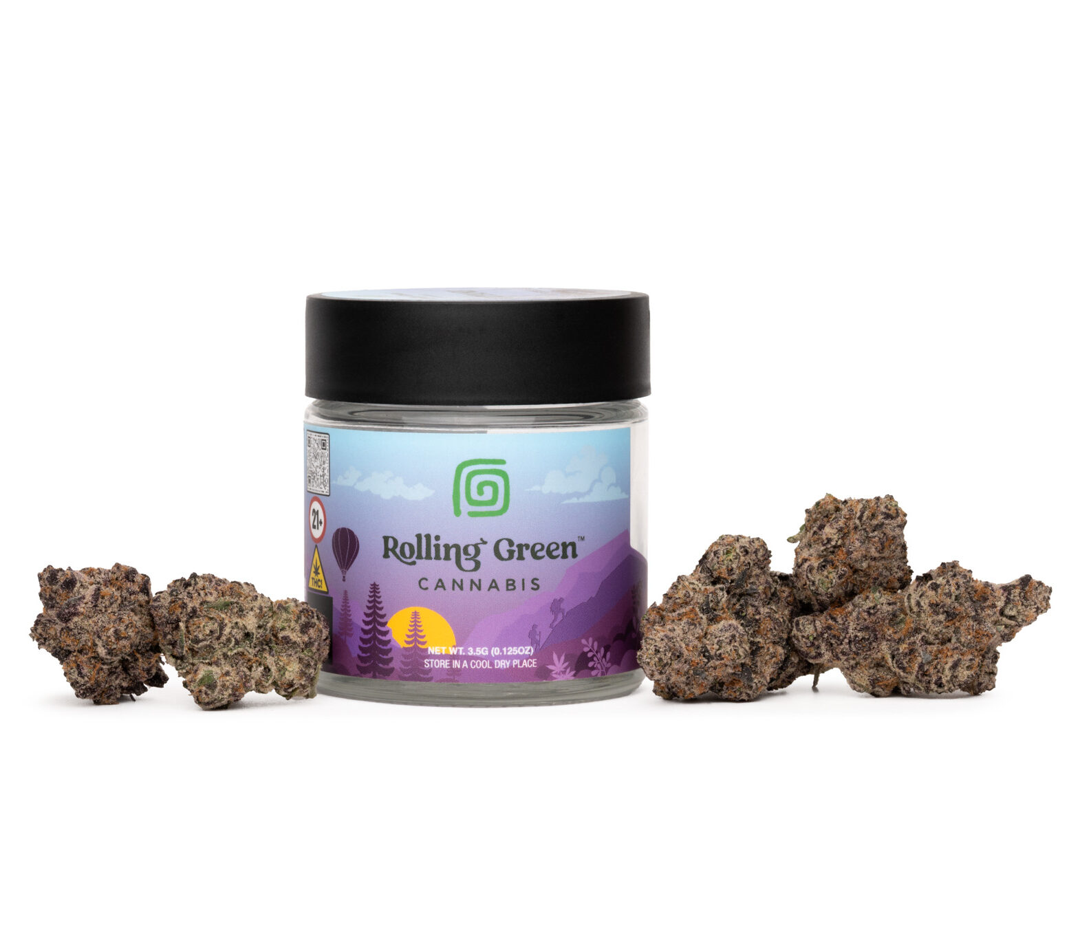 Rolling Green Cannabis Deja Vu Flower  (Hybrid Indica) 28% {3.5g}