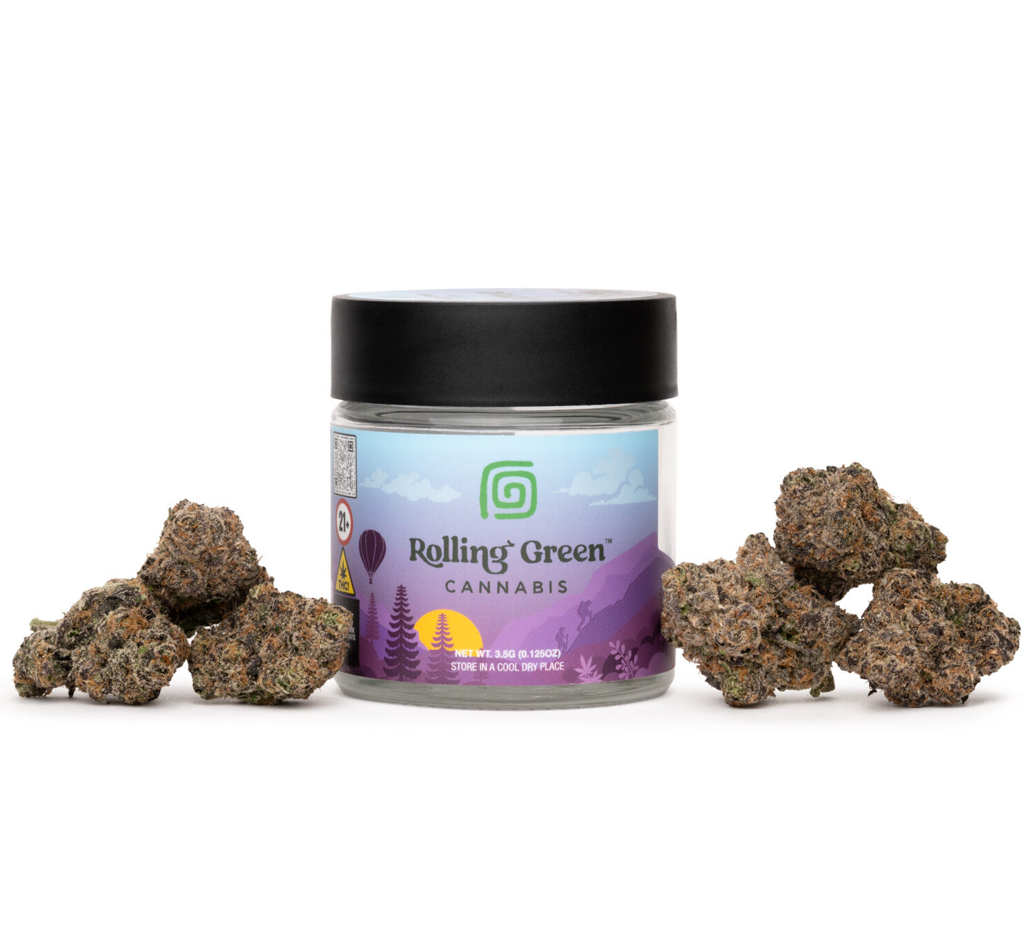 Rolling Green Cannabis King Gelato Flower  (Hybrid Indica) 26% {3.5g}