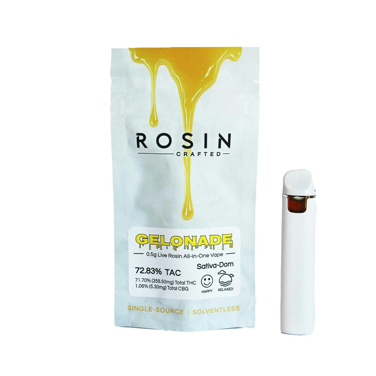 Rosin Crafted Gelonade All-In-One Vapes  (Hybrid Sativa) 72% {0.5g}