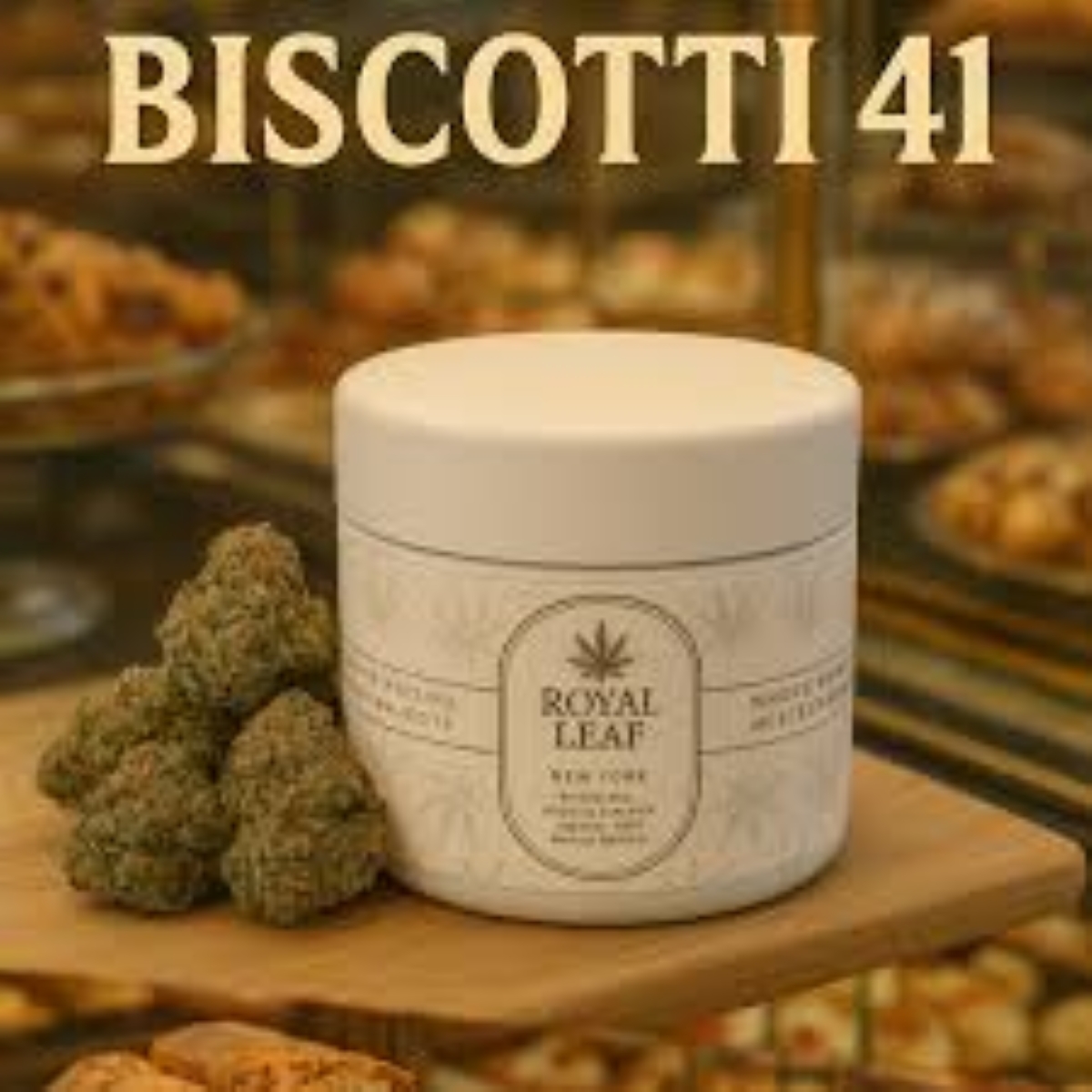 Royal Leaf Biscotti 41 Living soil Jar Flower  (Hybrid) 27.10% {3.5g}