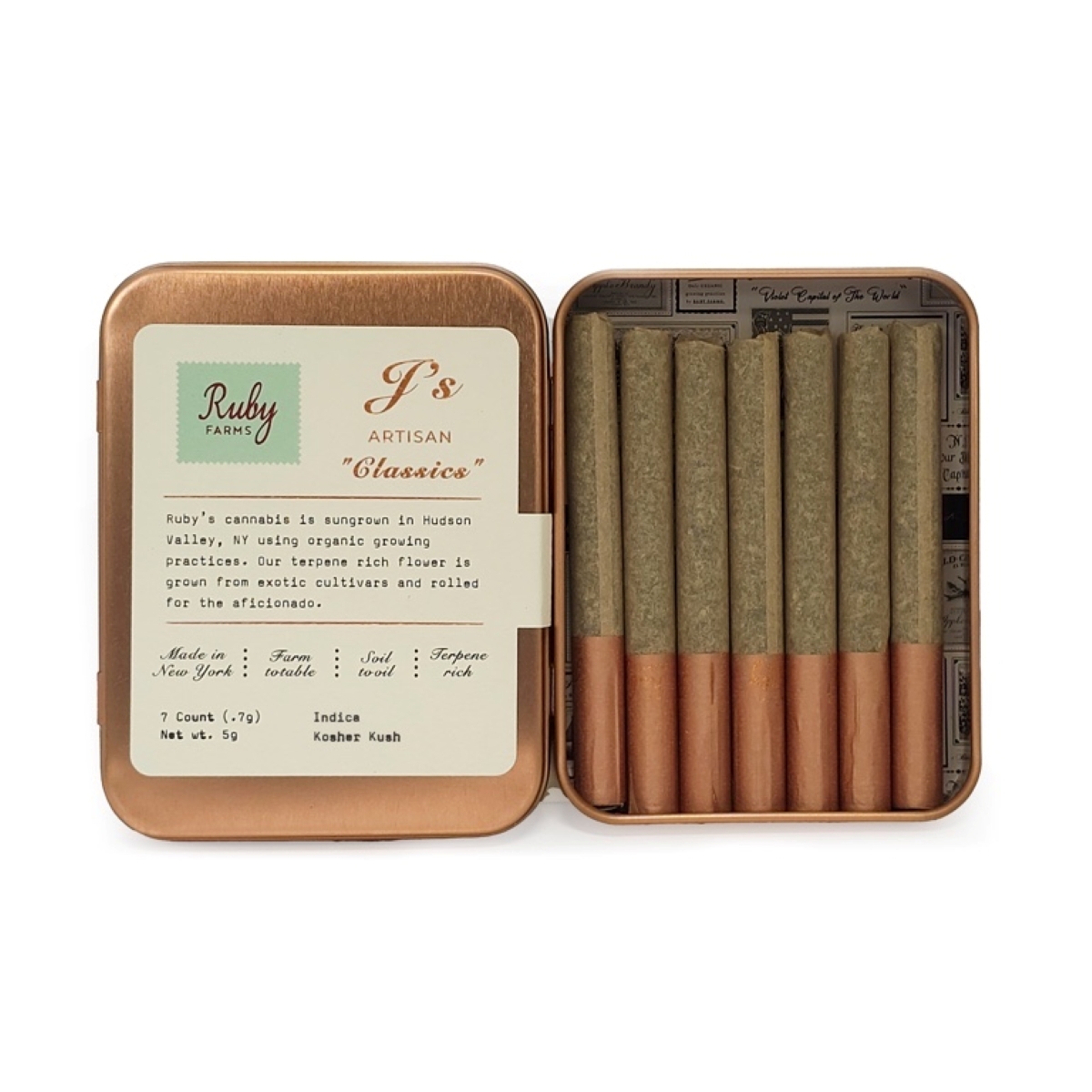 Ruby Farms Kosher Kush Pre-Rolls 7-pack 28.5% {5g}