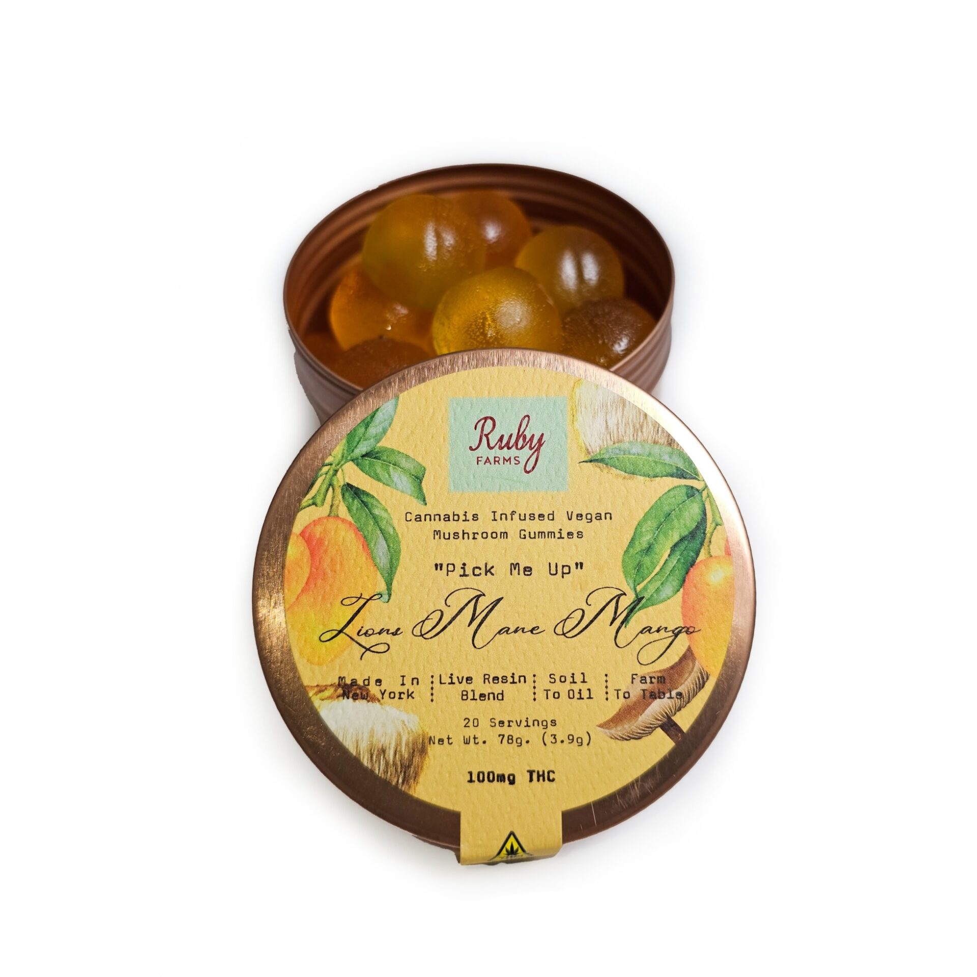 Ruby Farms Lions Mane Mango Gummies (Hybrid) {100mg}