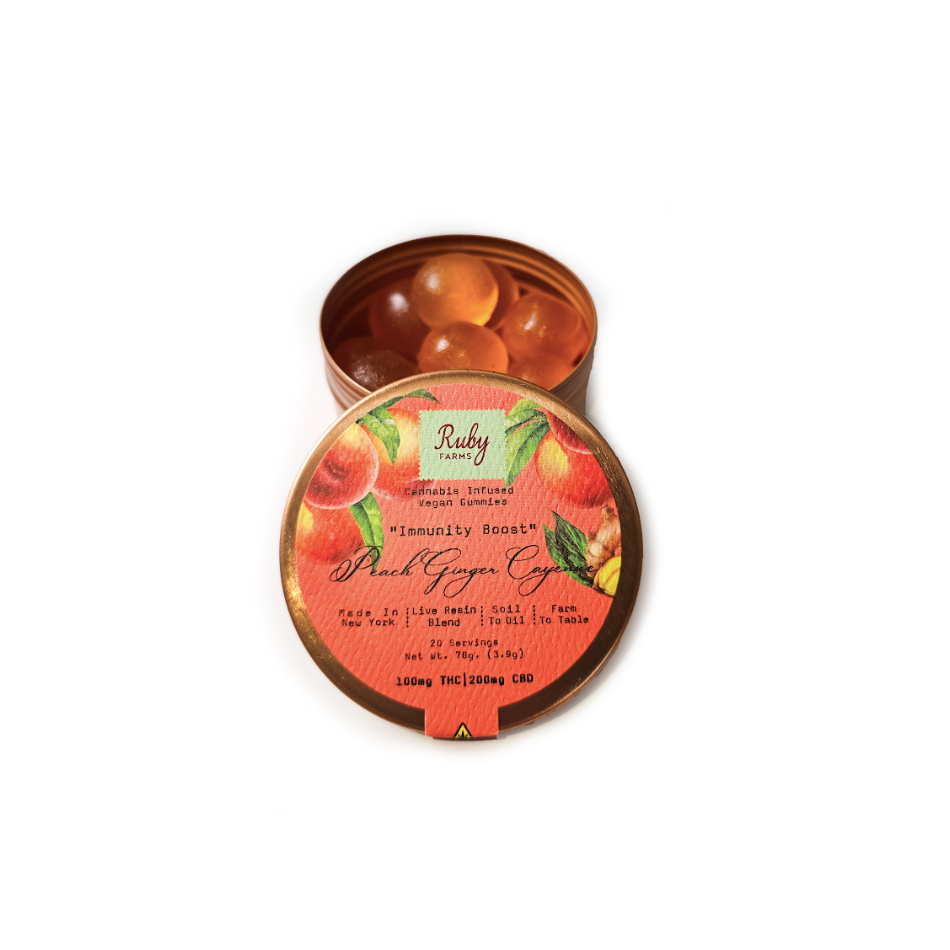 Ruby Farms Peach Ginger Cayenne Gummies (Hybrid) {100mg}