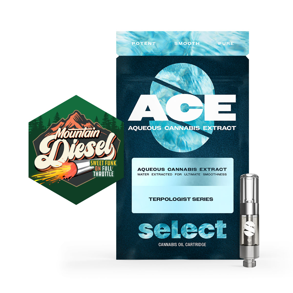 Select Mountain Diesel ACE Threaded Vape Cartridges (Hybrid) 91.46% {1g}