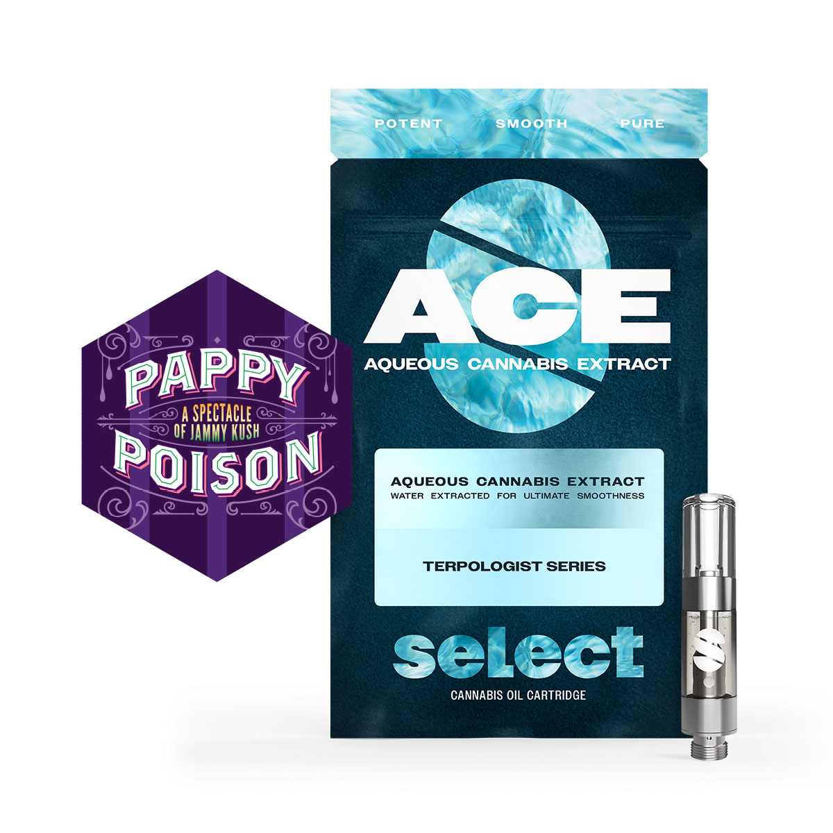 Select Pappy Poison ACE Threaded Vape Cartridges  (Hybrid) 92% {1g}