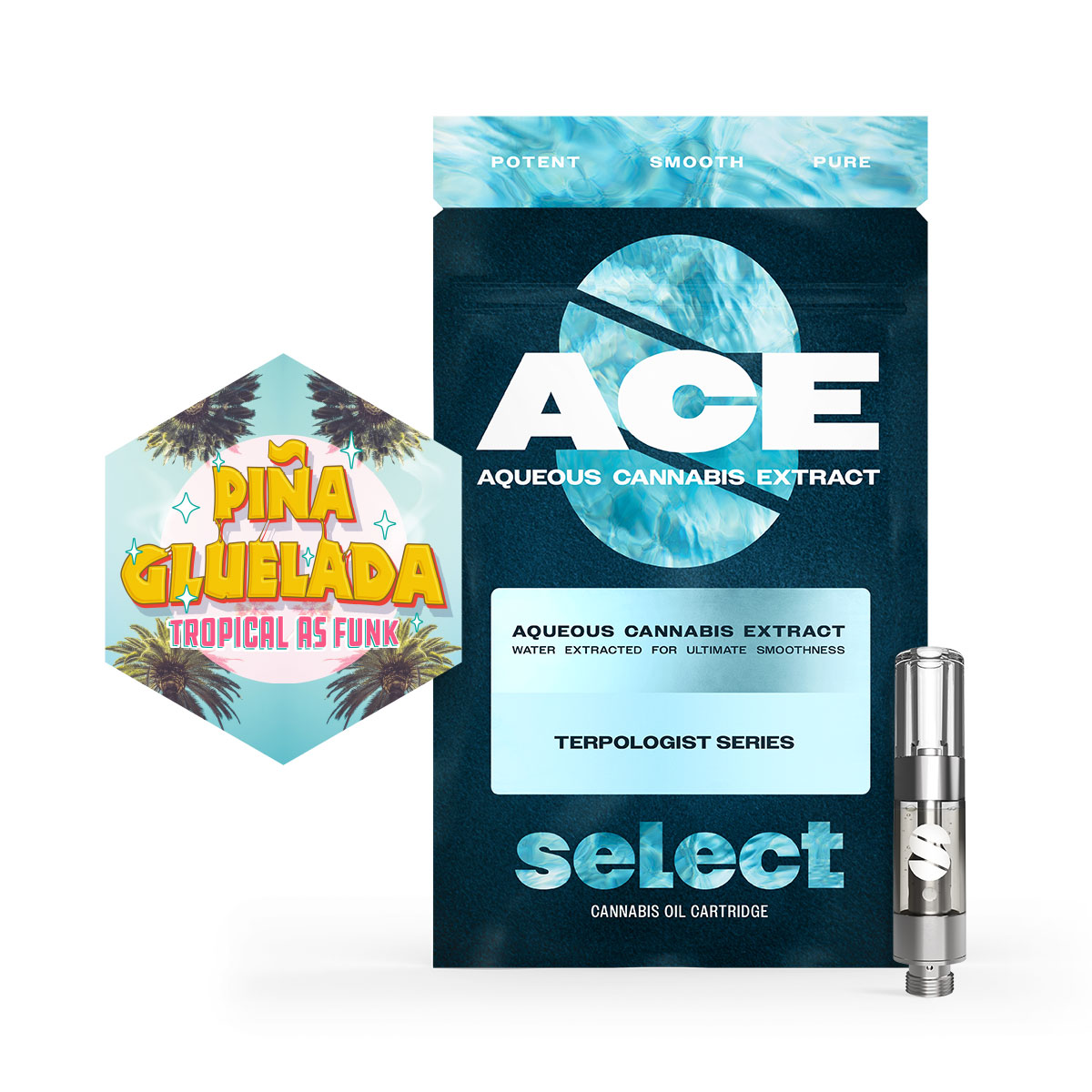 Select Pina Gluelada ACE Threaded Vape Cartridges  (Indica) 92% {1g}