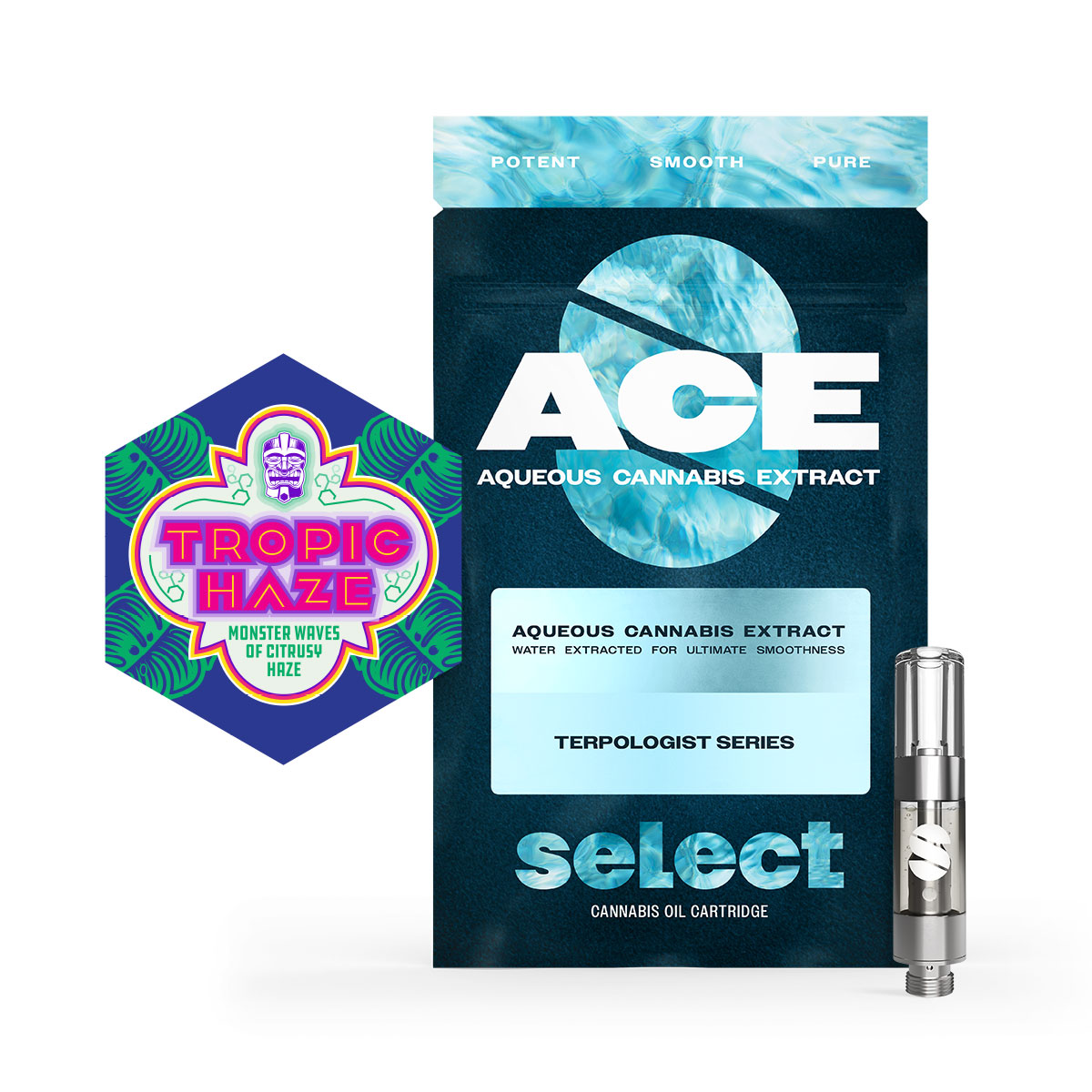 Select Tropic Haze ACE Threaded Vape Cartridges  (Sativa) 91% {1g}