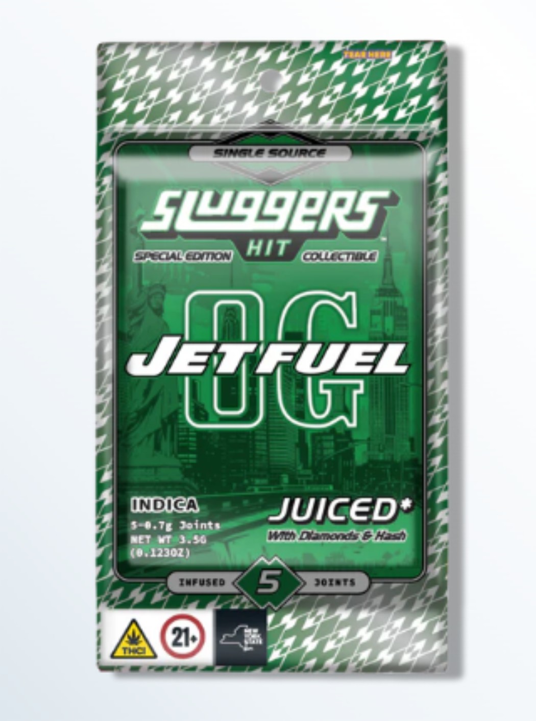 Sluggers Jetfuel OG Infused Pre-Rolls 5-pack (Indica) 43% {3.5g}