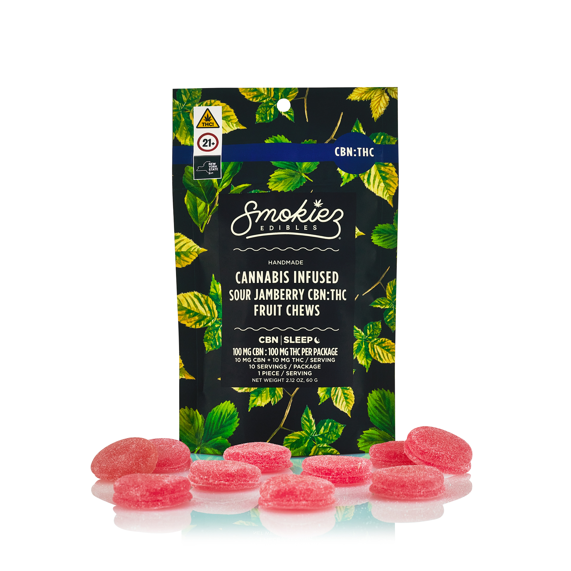 Smokiez Sour Jamberry 1:1 CBN Edibles 10-pack (Indica) {100mg}