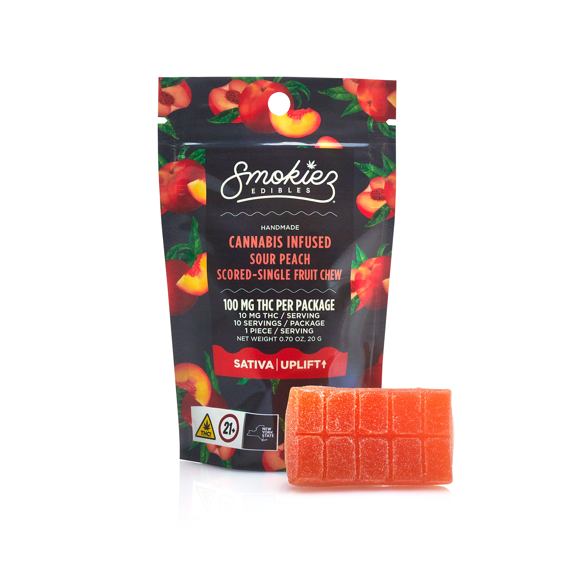Smokiez Sour Peach Brick Gummy (Sativa) {100mg}