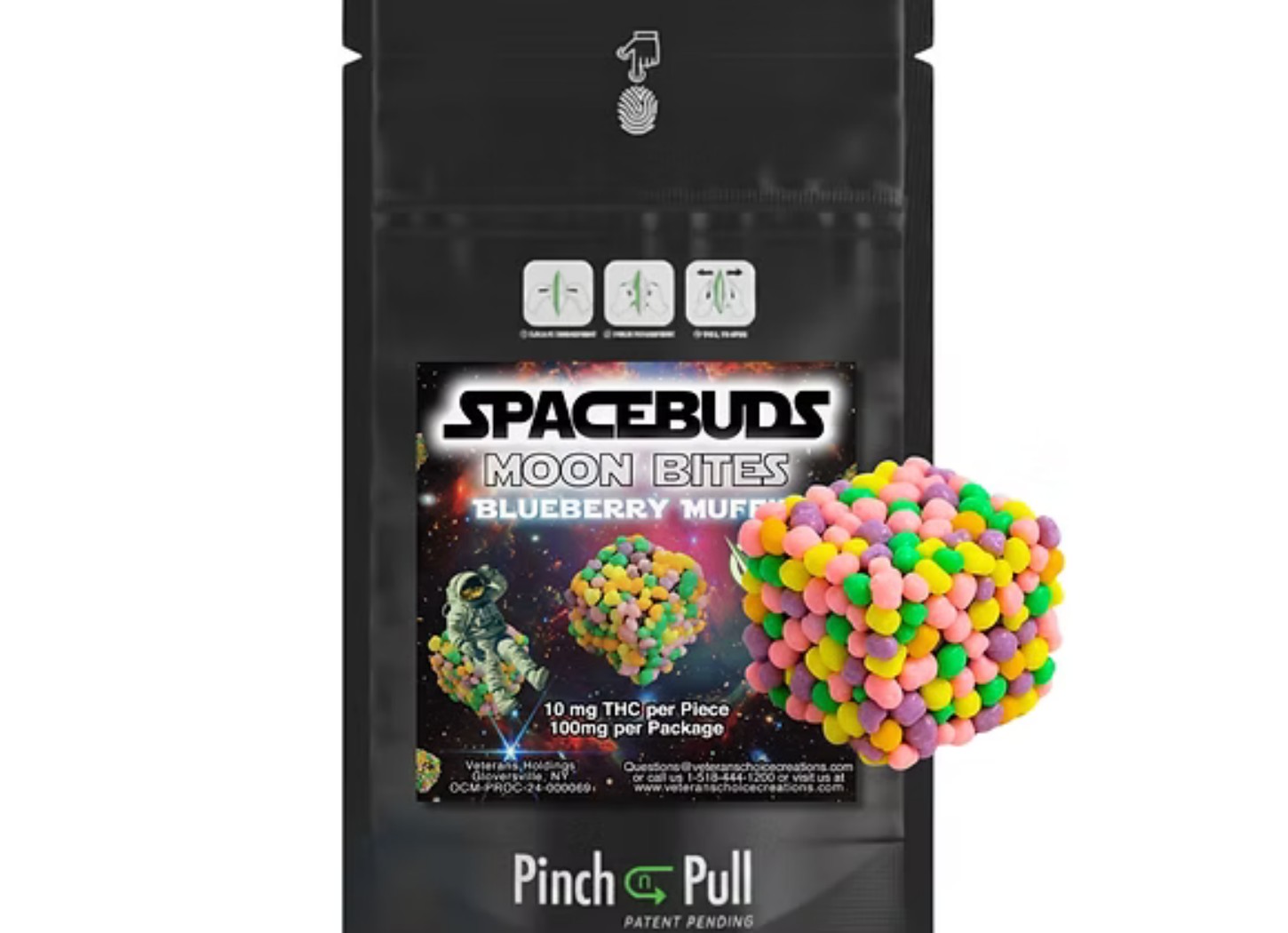 SpaceBuds Blueberry Blueberry Muffin Live Rosin Moon Bites Gummies 10-pack (Hybrid) {100mg}