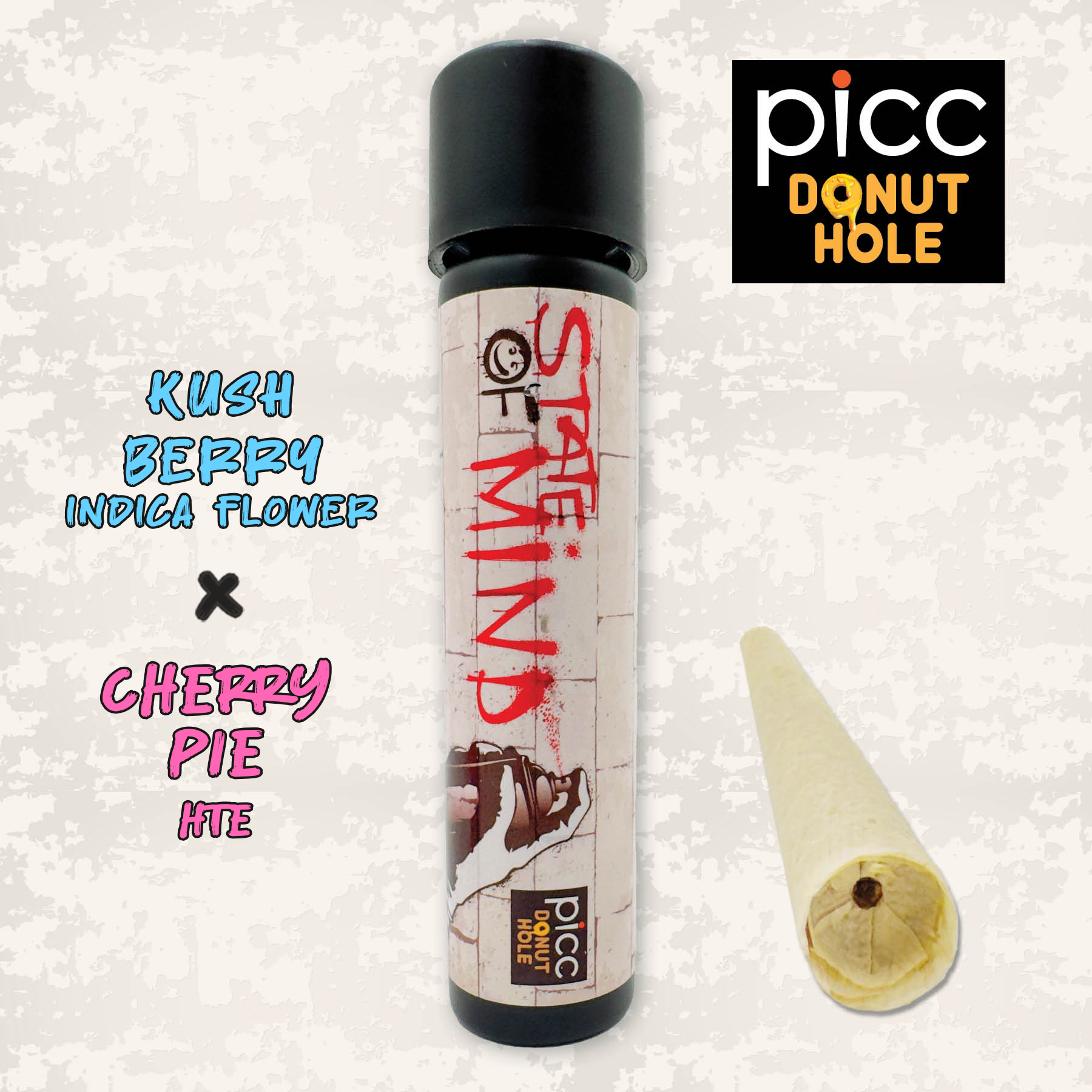 State Of Mind Kushberry x Cherry Pie Infused Pre-Roll (Indica) 38% {1g}