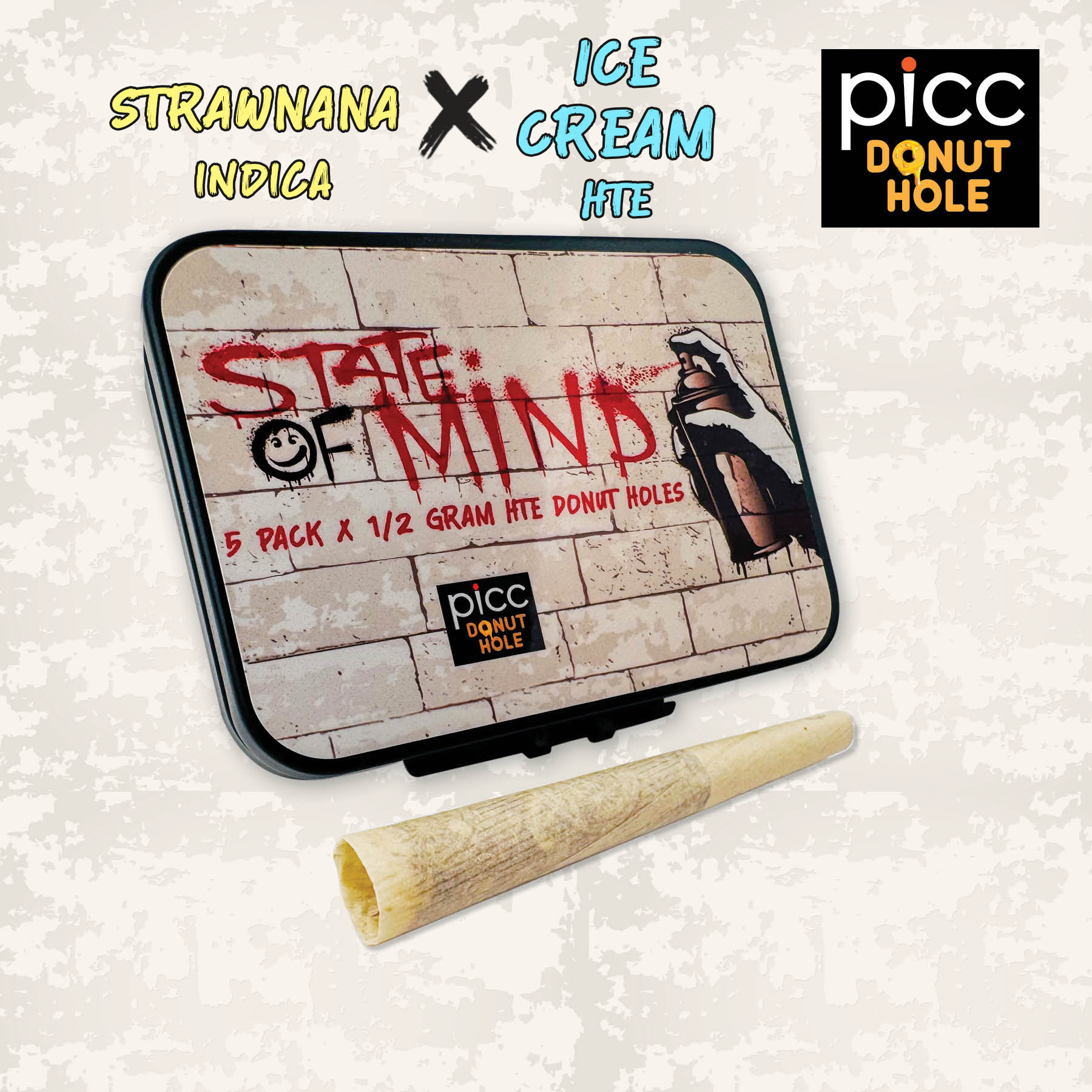 State Of Mind Strawnana x Ice Cream Infused Pre-Rolls 5-pack (Indica) {2.5g}