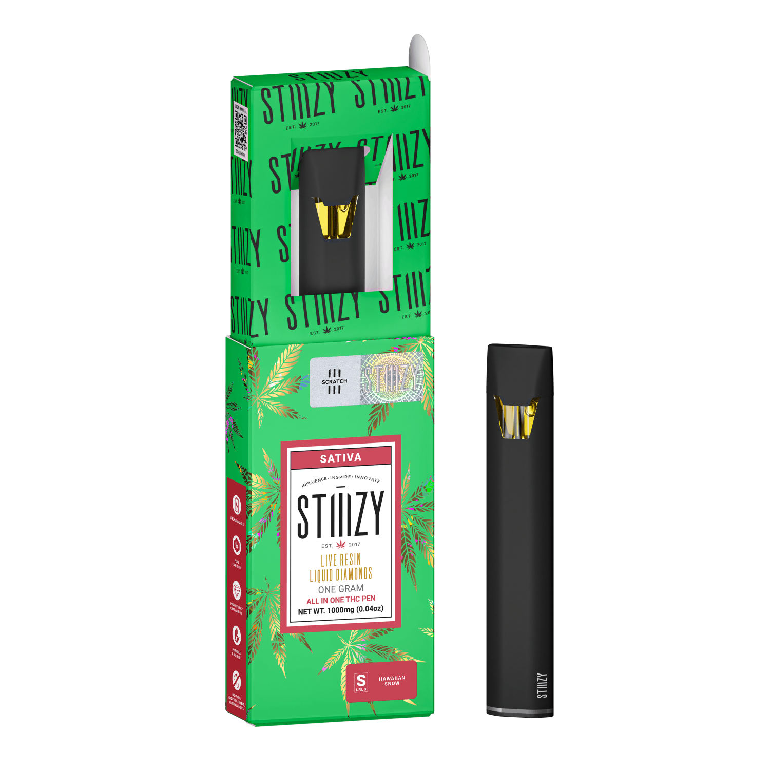 Stiiizy Hawaiian Snow Liquid Diamonds All-In-One Vapes  (Hybrid) 85% {1g}