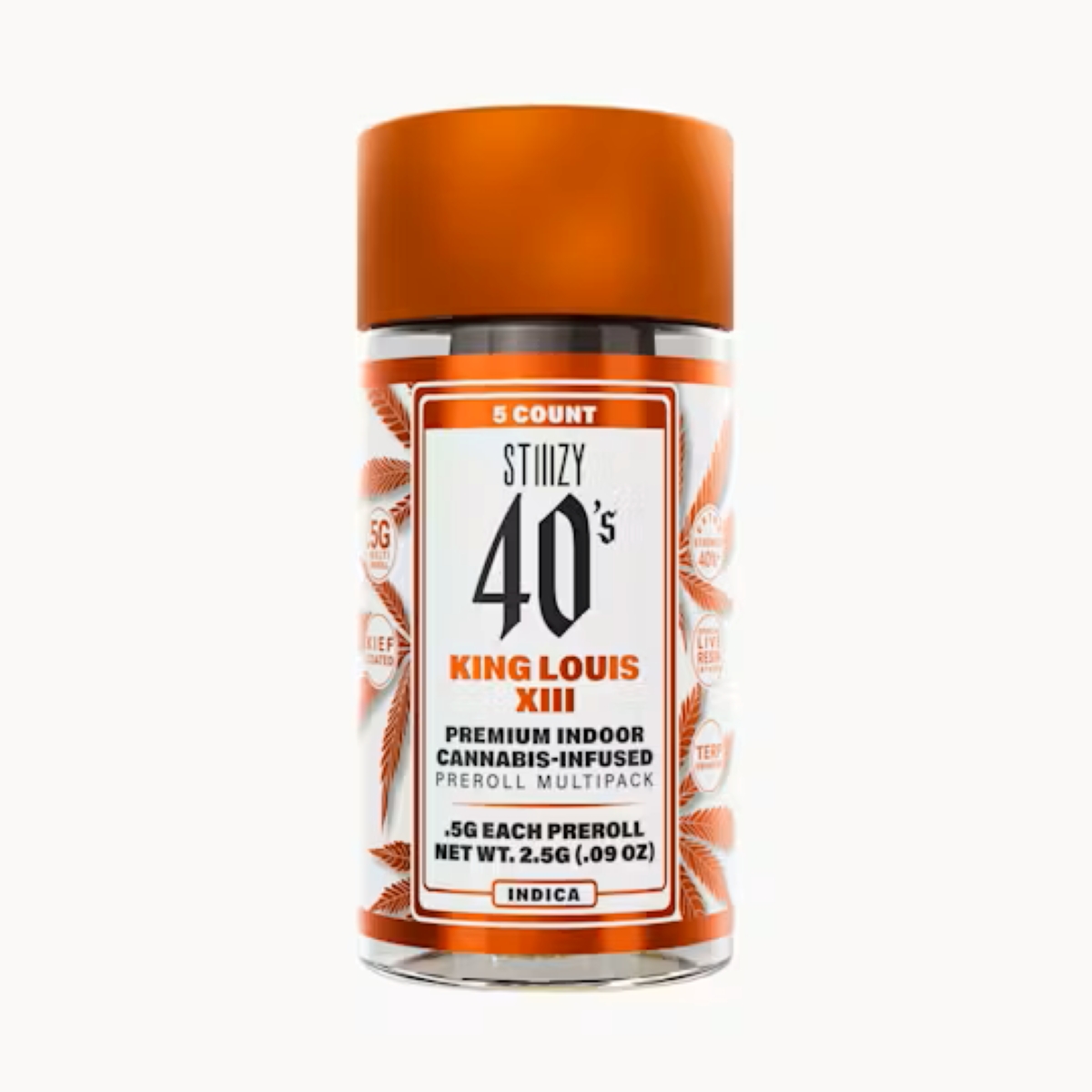 Stiiizy King Louis XIII Infused Pre-Rolls 5-pack (Indica) 41.28% {2.5g}