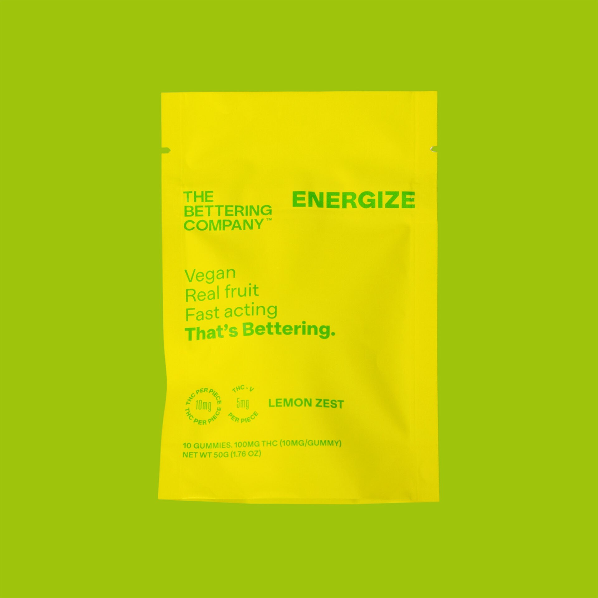 The Bettering Company Lemon Zest 2:1 Energize Gummies 10-pack (Sativa) {100mg}