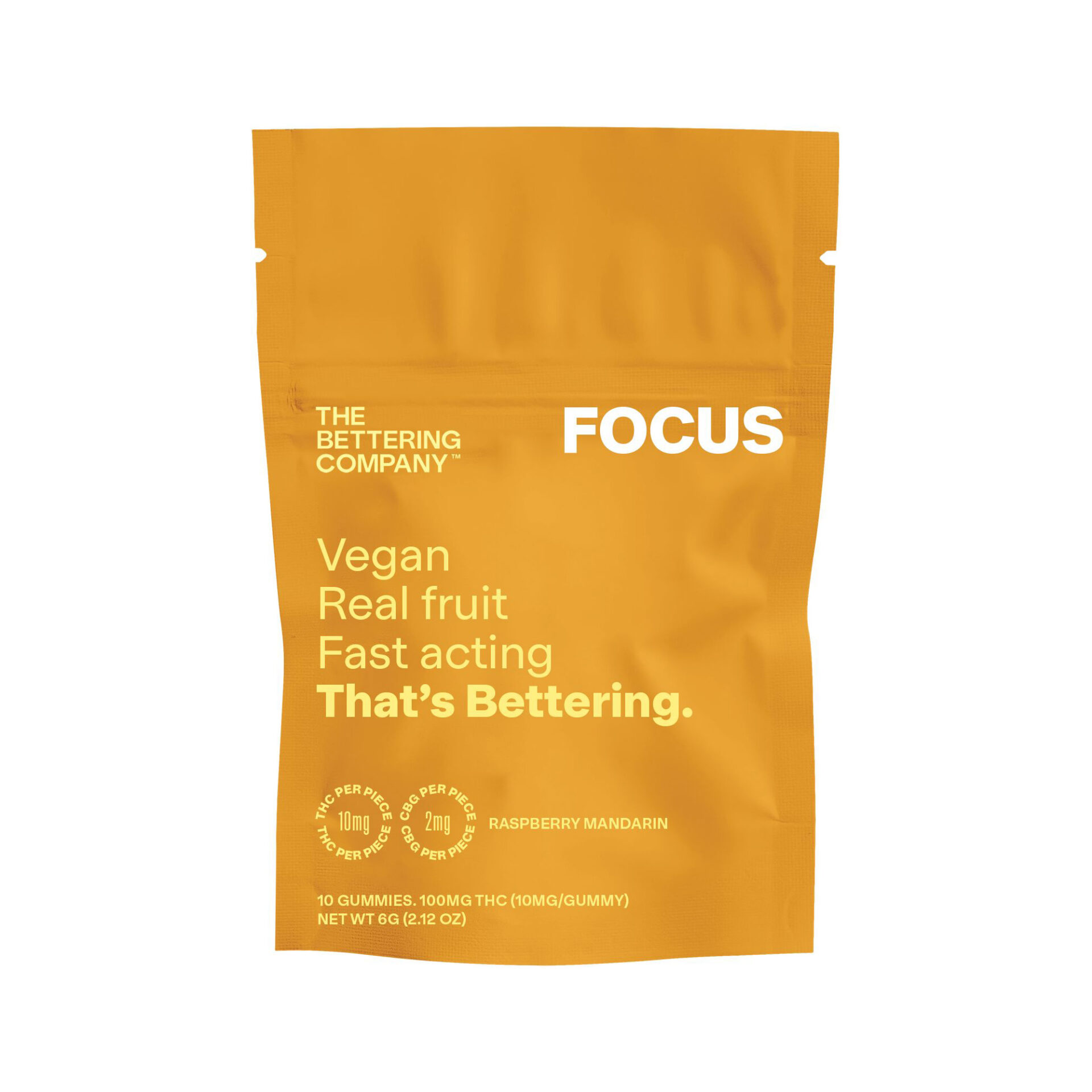 The Bettering Company Focus Raspberry Mandarin 5:1 THC:CBG Gummies (Sativa) {100mg}