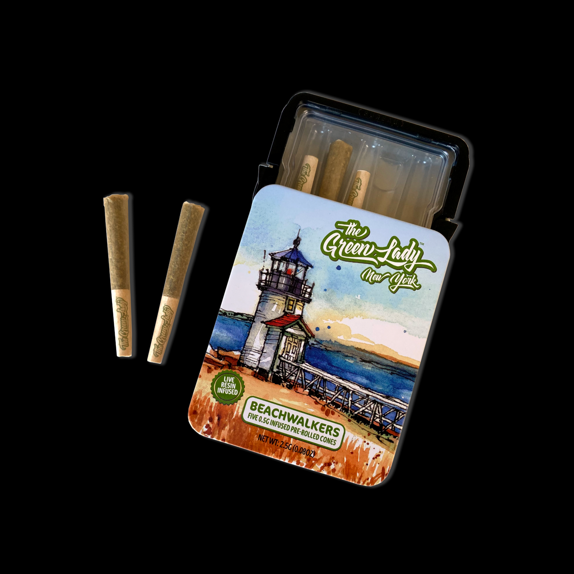 The Green Lady Pandora Huckleberry Pie Live Resin Infused Infused Pre-Rolls 5-pack (Indica) 33.10% {2.5g}