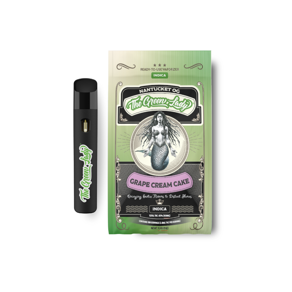 The Green Lady Vape All In One Grape Cream Cake Indica 1g