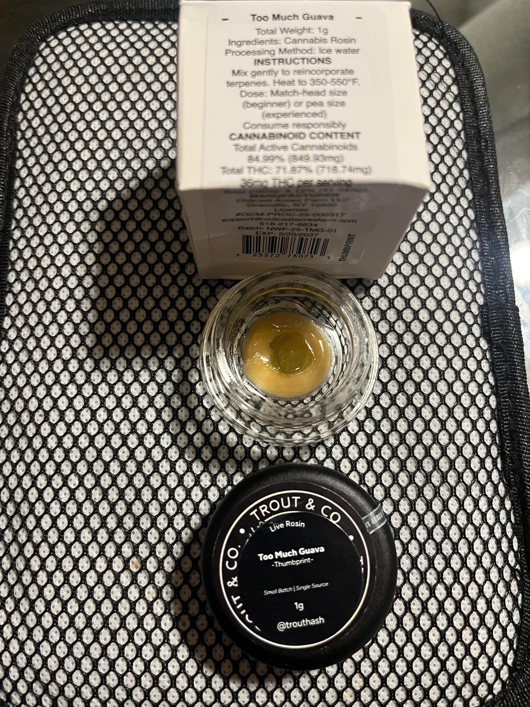Trout & Co Too Much Guava Thumb Print Rosin  (Hybrid) 71% {1g}
