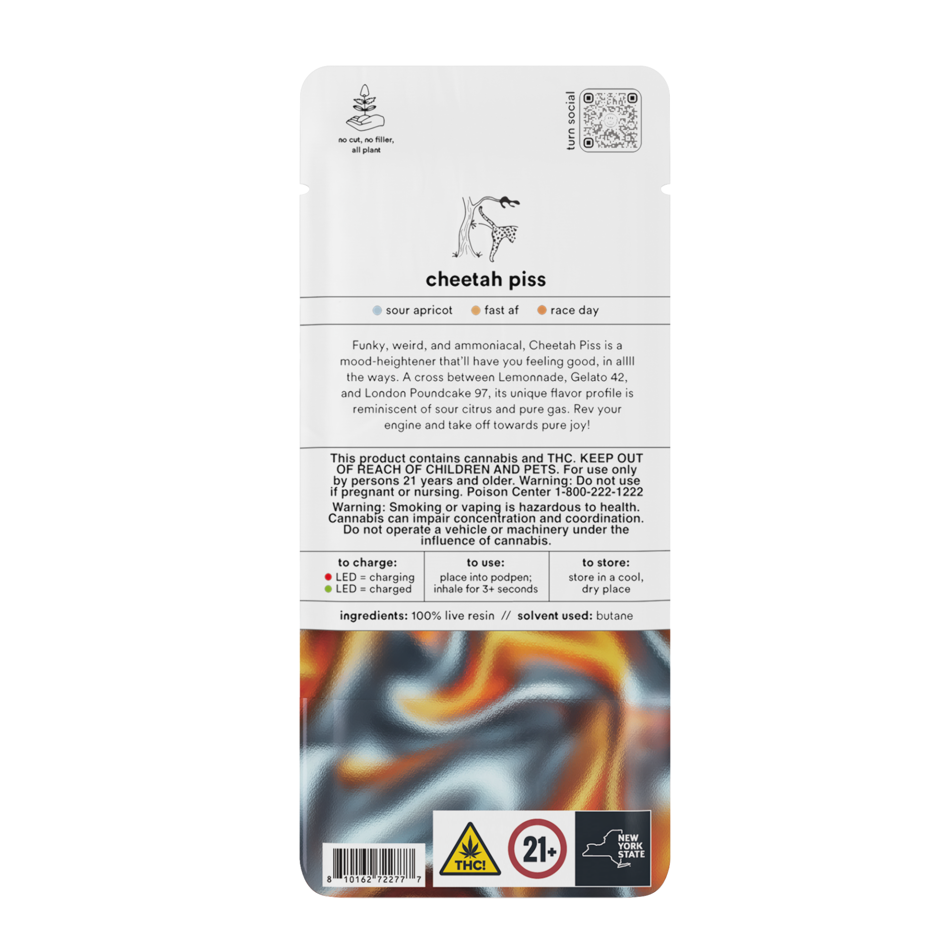 TURN Cheetah Piss 100% Live Resin Vape Pods (Sativa) 74.17% {1g}