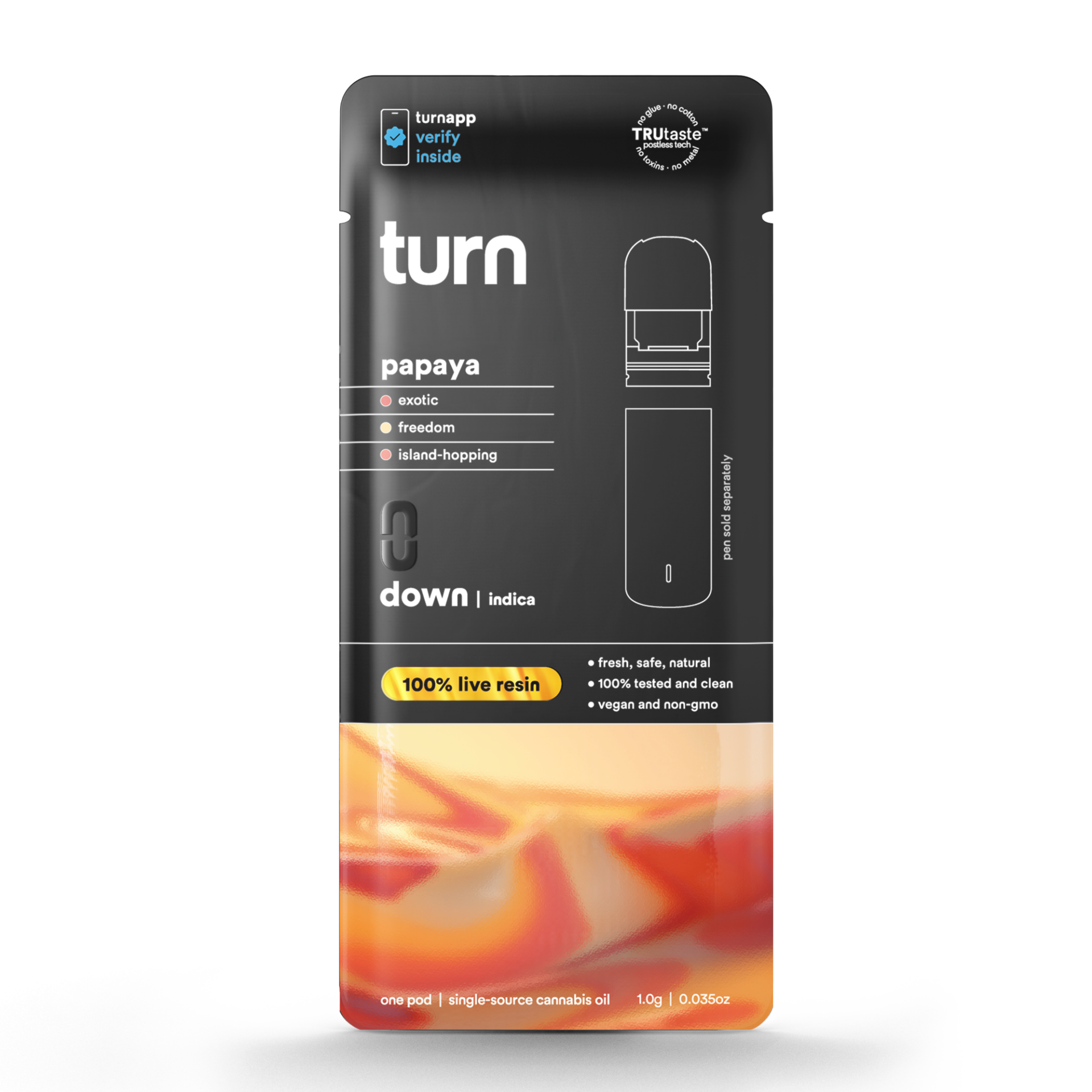 TURN Papaya 100% Live Resin Vape Pods (Indica) 77.33% {1g}