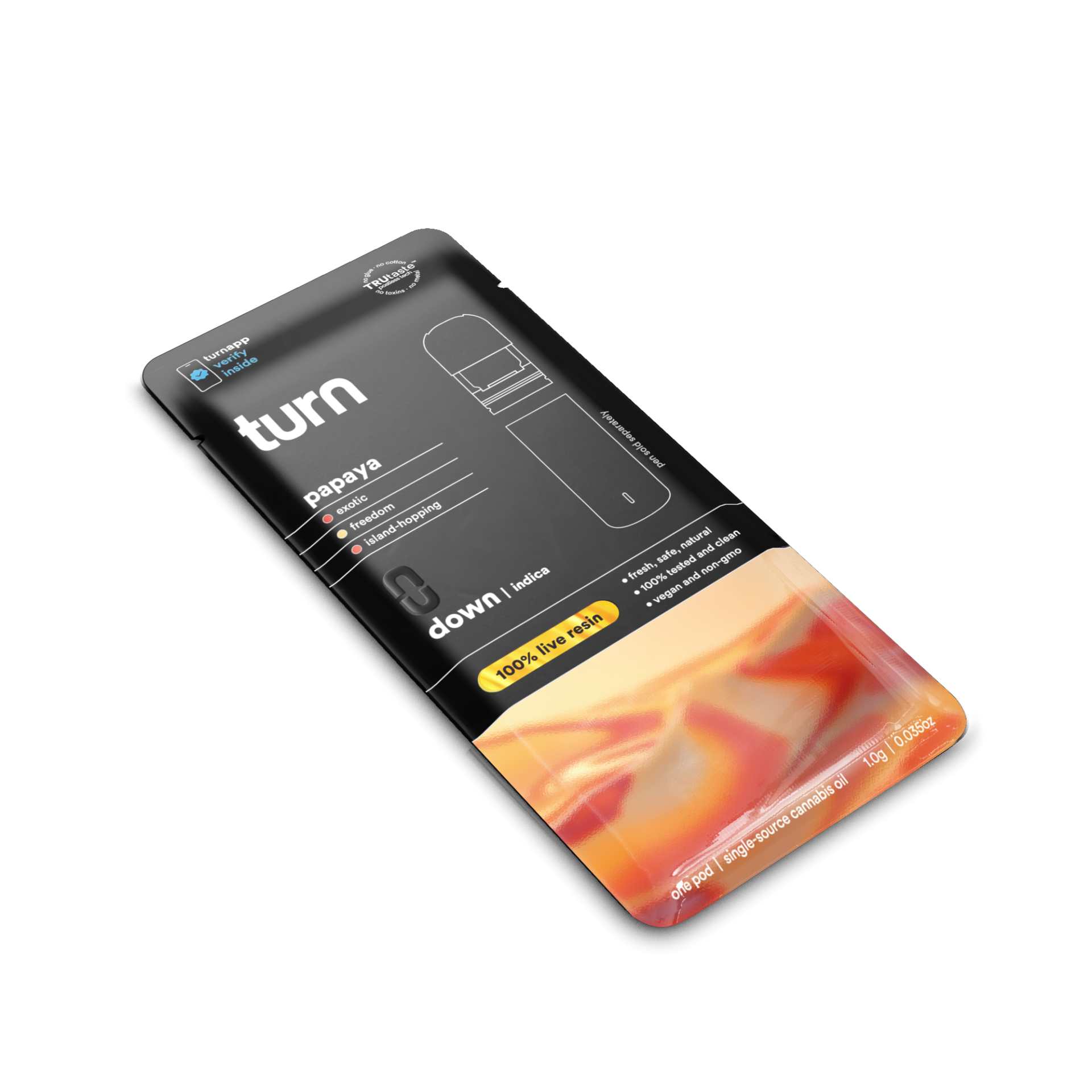 TURN Papaya 100% Live Resin Vape Pods (Indica) 77.33% {1g}