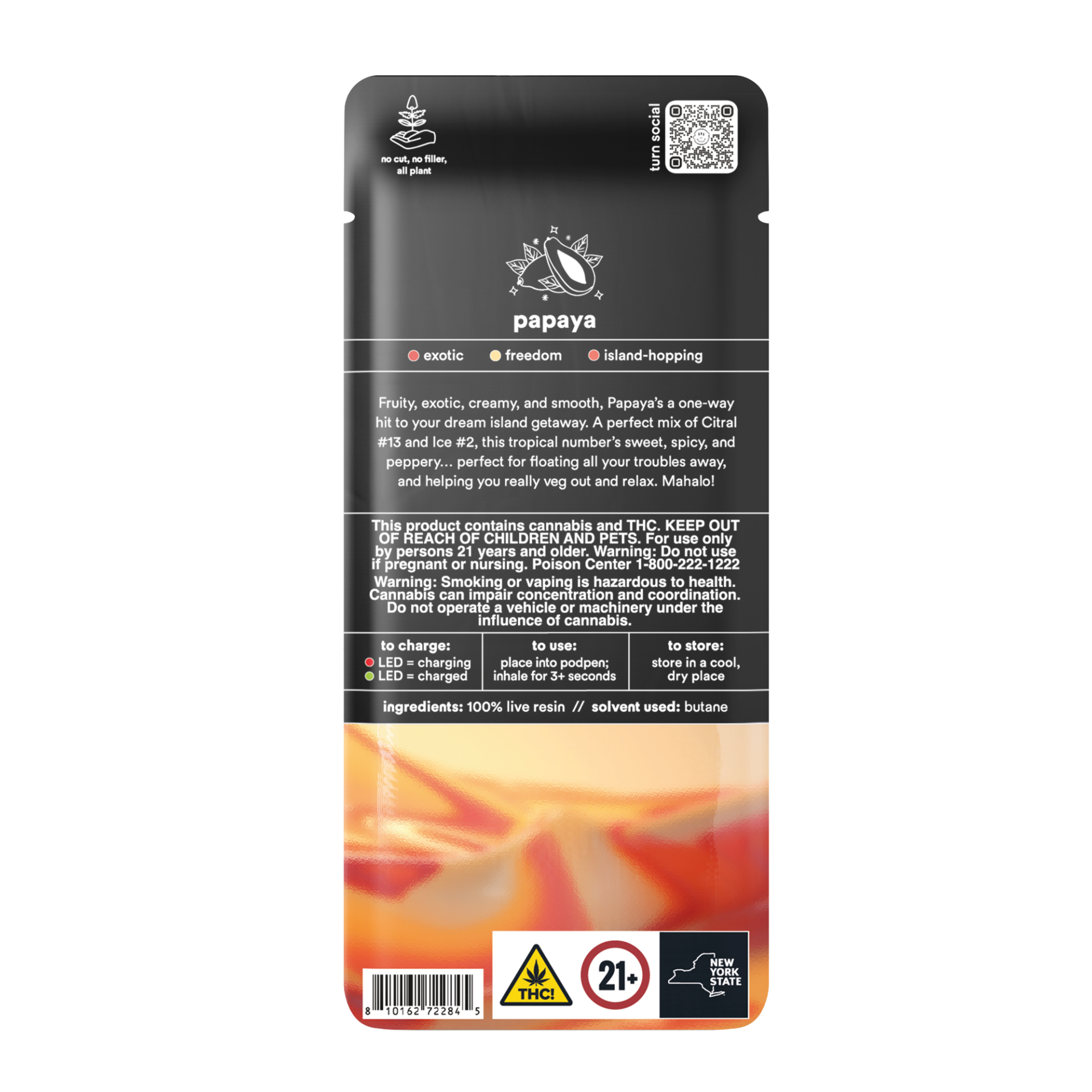 TURN Papaya 100% Live Resin Vape Pods (Indica) 77.33% {1g}