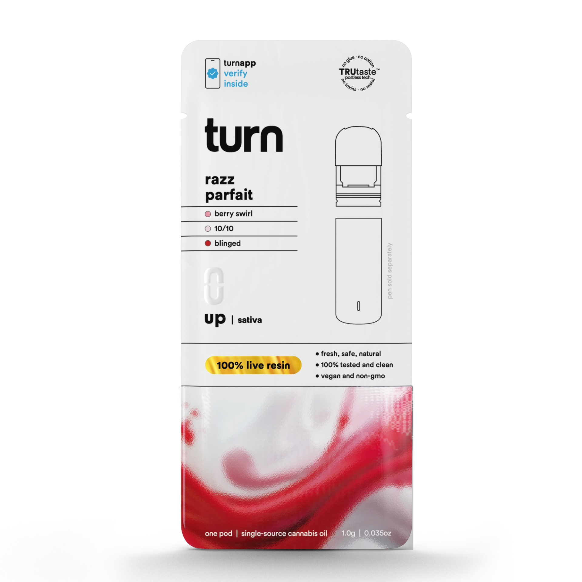 TURN Razz Parfait Live Resin Vape Pods  (Sativa) 72.36% {1g}