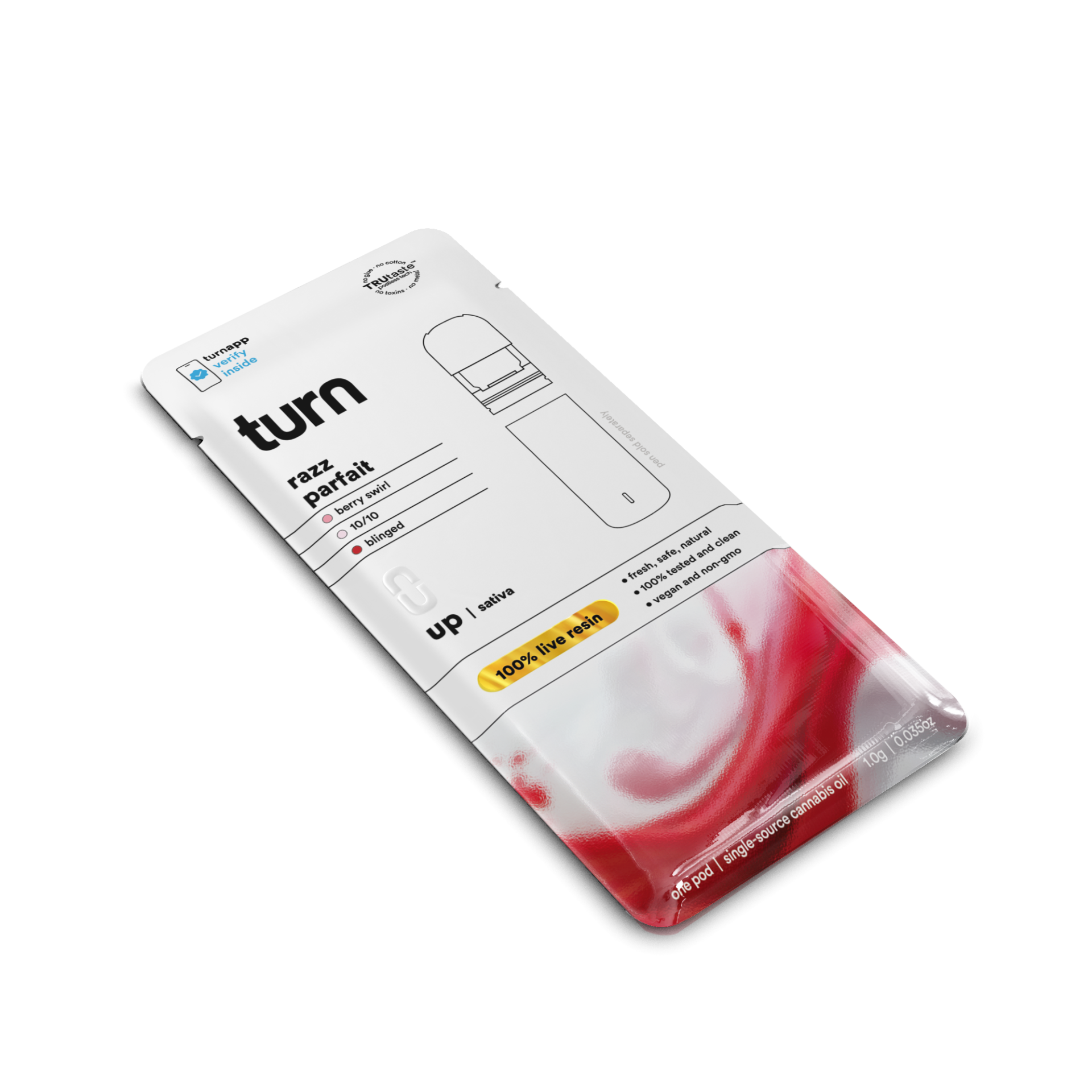 TURN Razz Parfait Live Resin Vape Pods  (Sativa) 72.36% {1g}