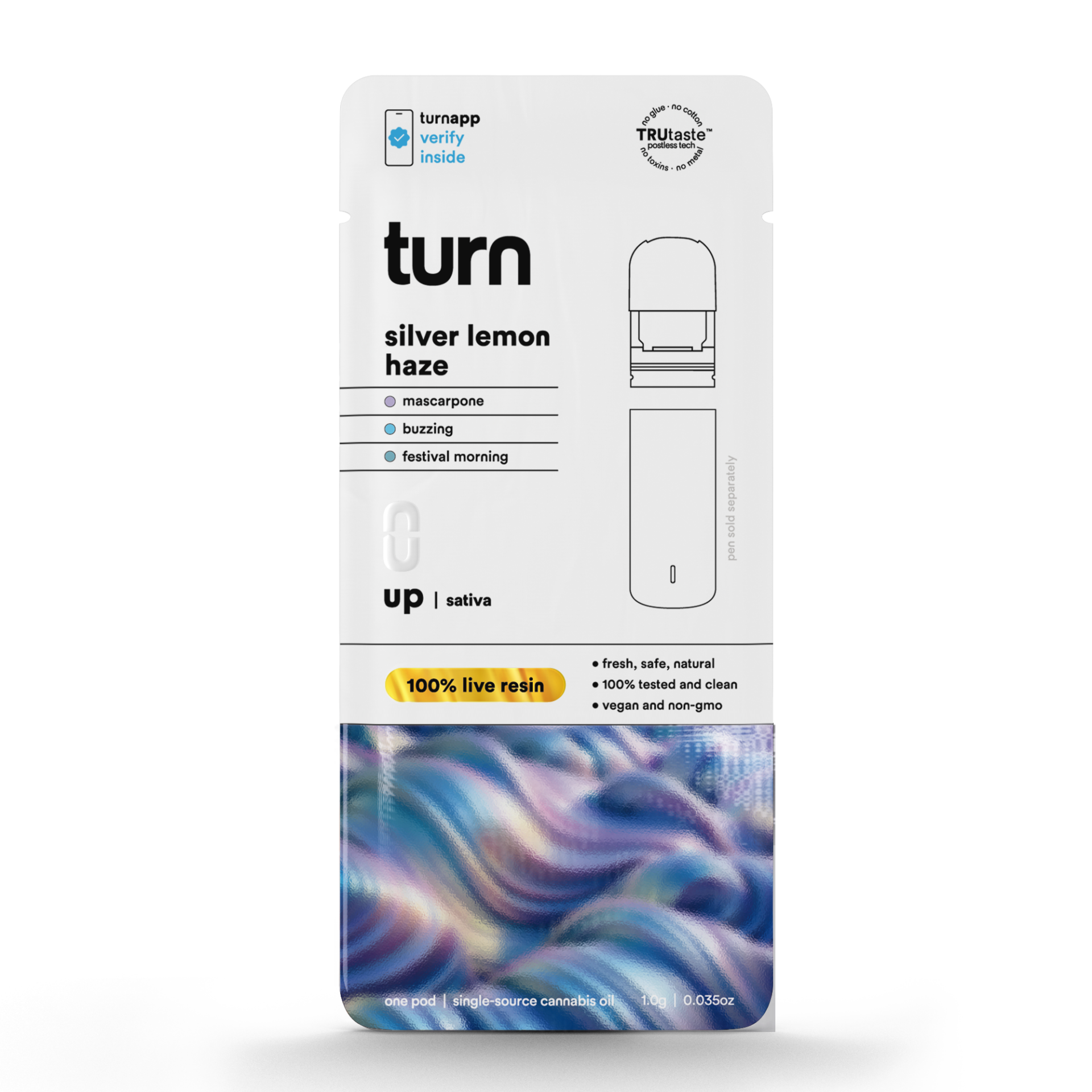TURN Silver Lemon Haze 100% Live Resin Vape Pods  (Sativa) 77.65% {1g}