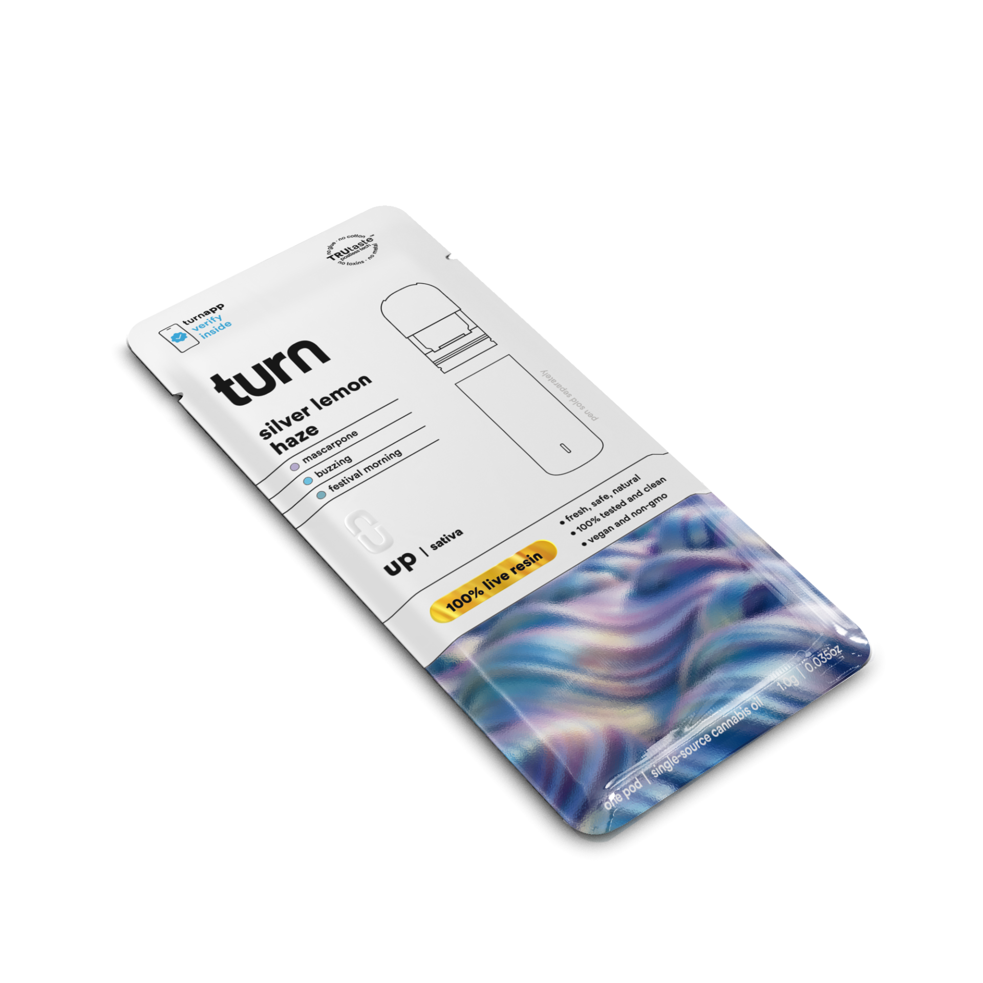 TURN Silver Lemon Haze 100% Live Resin Vape Pods  (Sativa) 77.65% {1g}