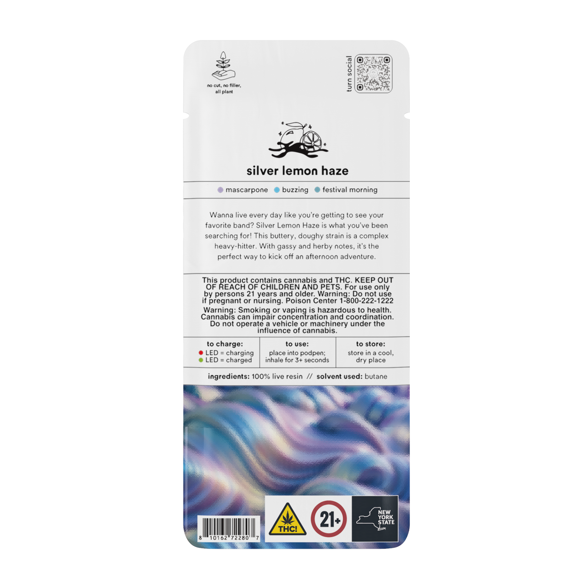 TURN Silver Lemon Haze 100% Live Resin Vape Pods  (Sativa) 77.65% {1g}