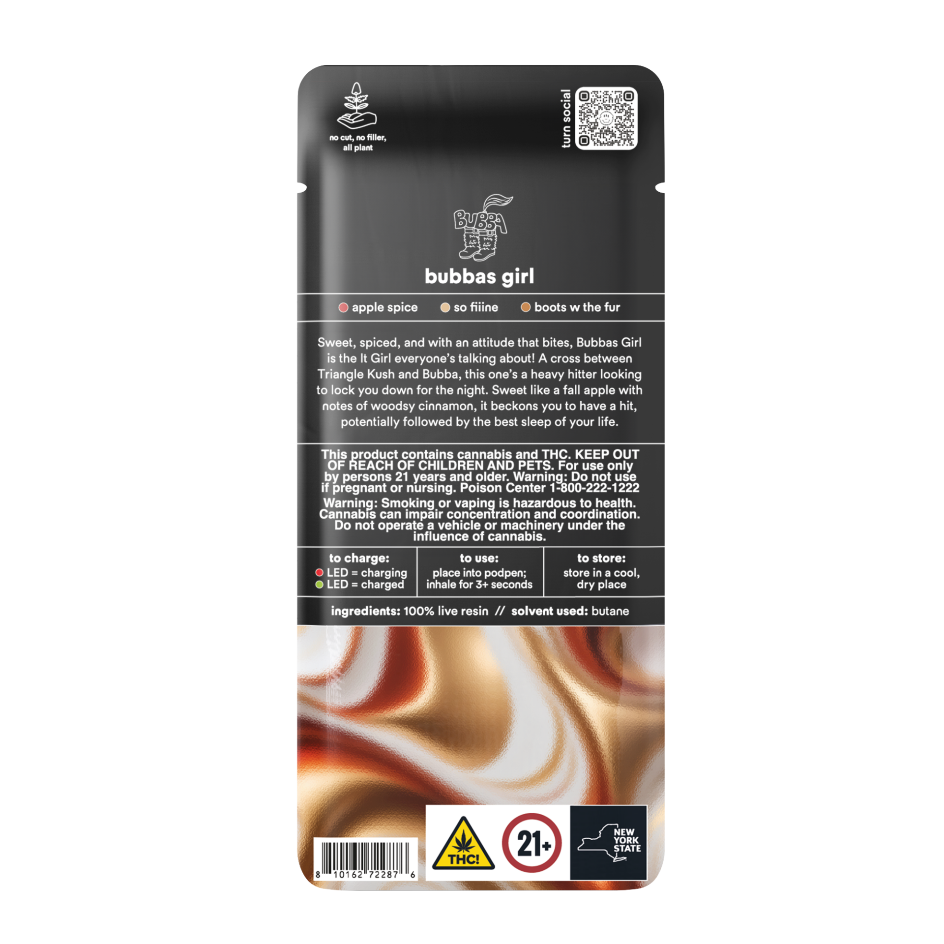 TURN Bubbas Girl Live Resin Vape Pods  (Indica) 71.93% {1g}