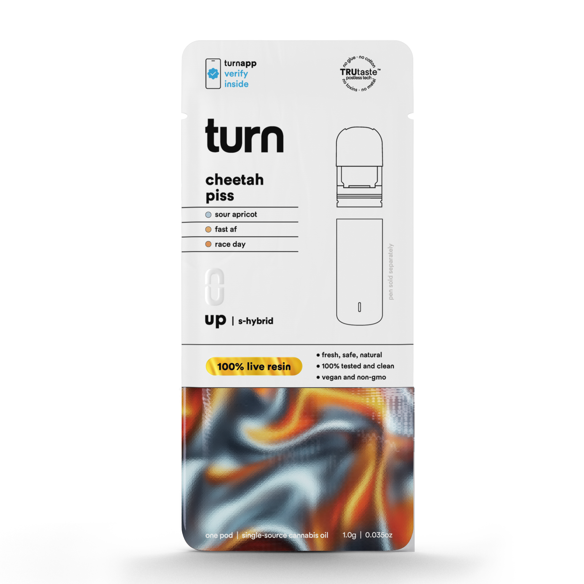 TURN Cheetah Piss 100% Live Resin Vape Pods (Sativa) 74.17% {1g}