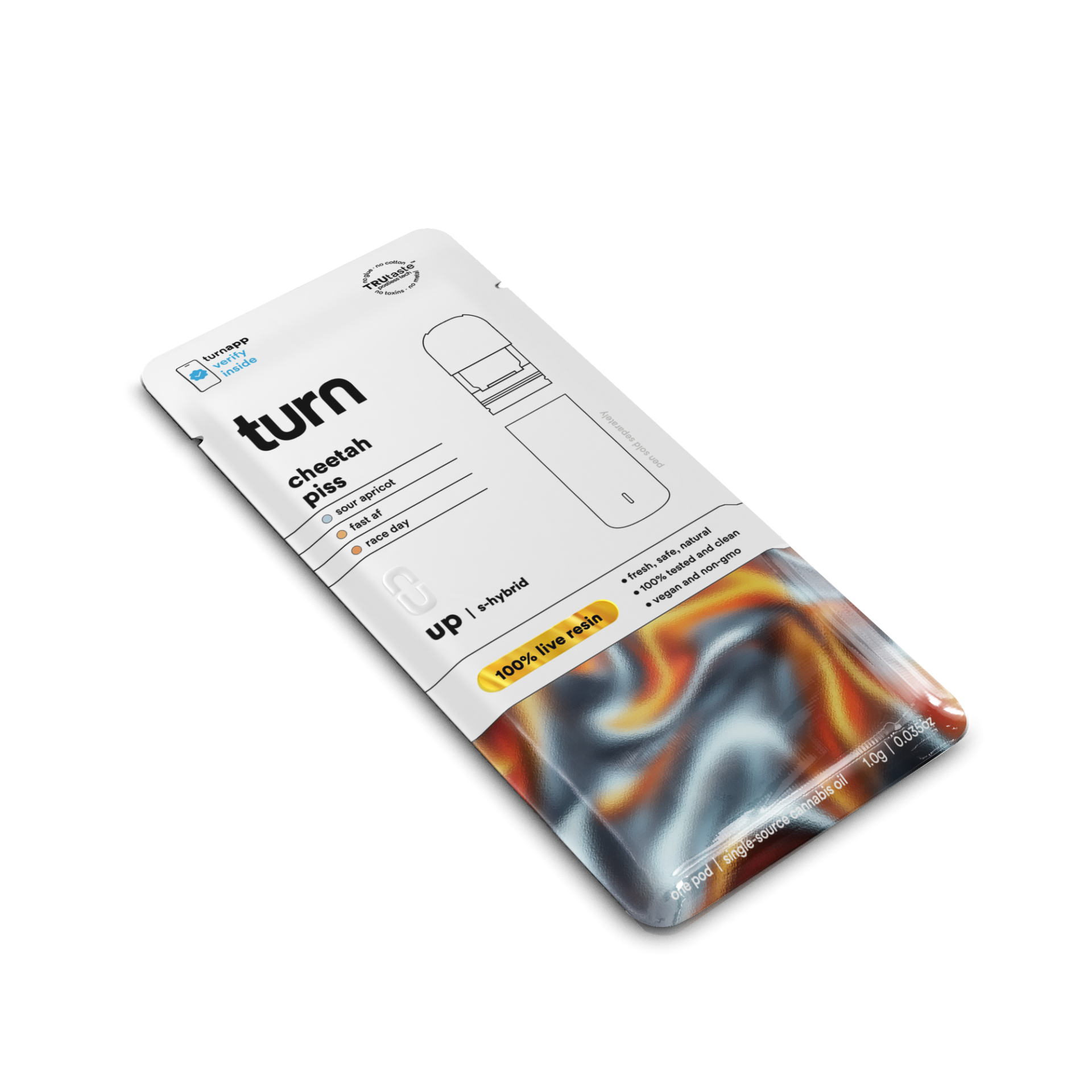 TURN Cheetah Piss 100% Live Resin Vape Pods (Sativa) 74.17% {1g}