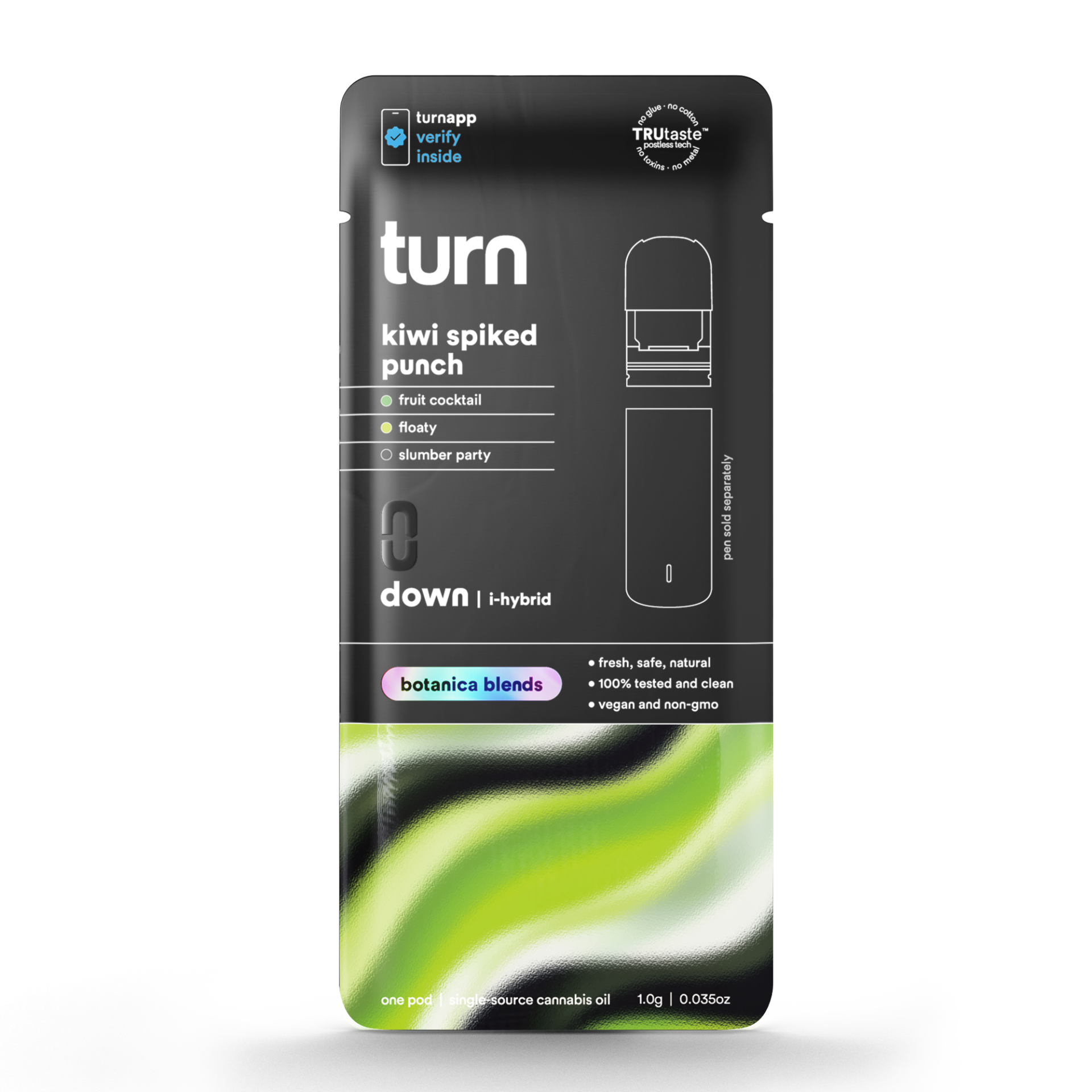 TURN Kiwi Spiked Punch Vape Pods (Indica) 90.76% {1g}