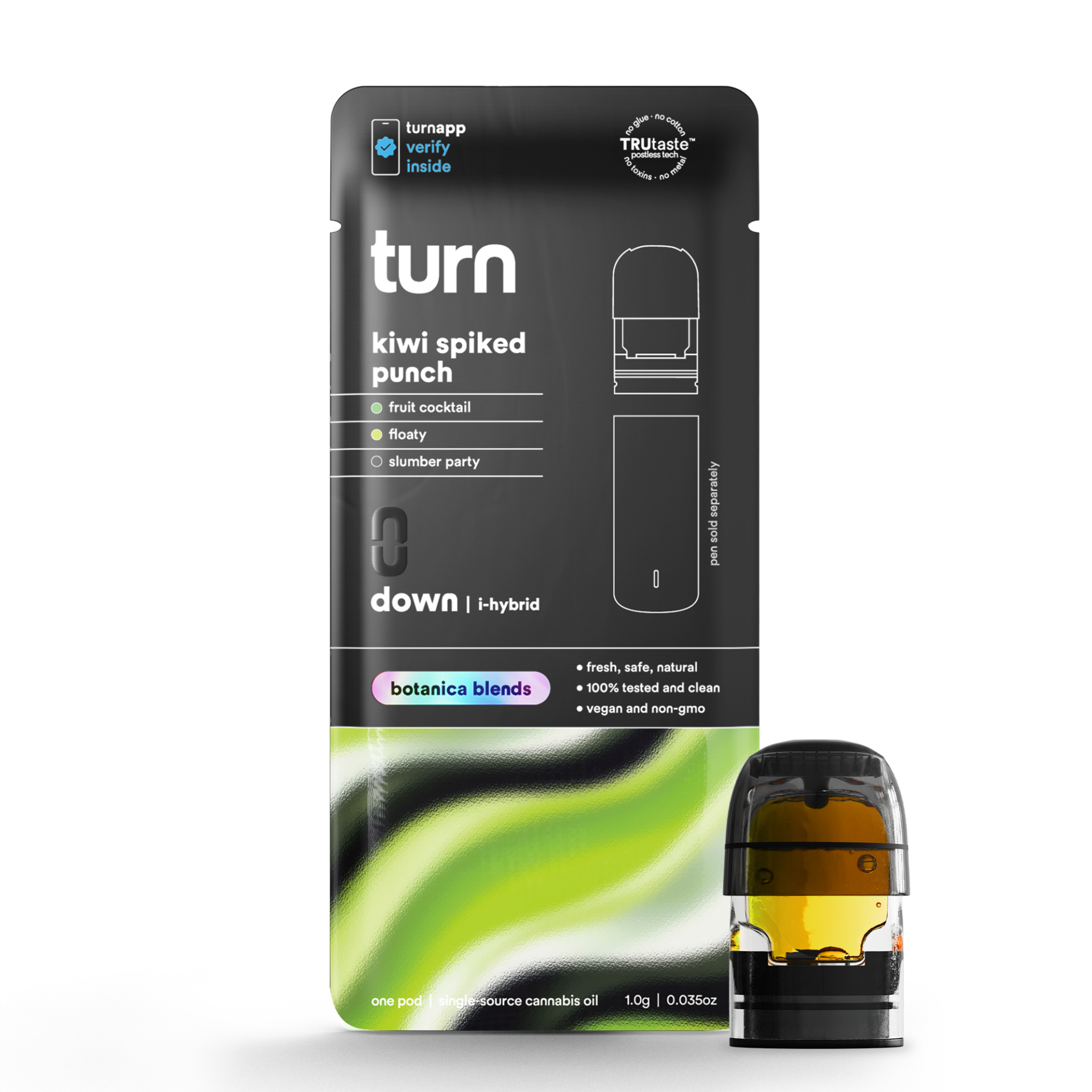 TURN Kiwi Spiked Punch Vape Pods (Indica) 90.76% {1g}