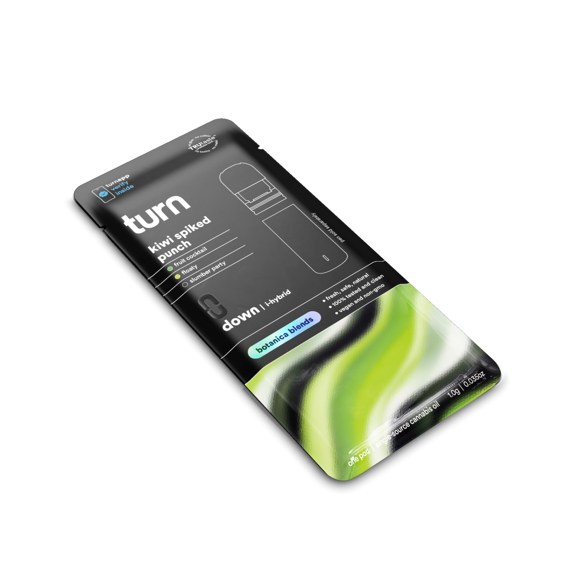 TURN Kiwi Spiked Punch Vape Pods (Indica) 90.76% {1g}