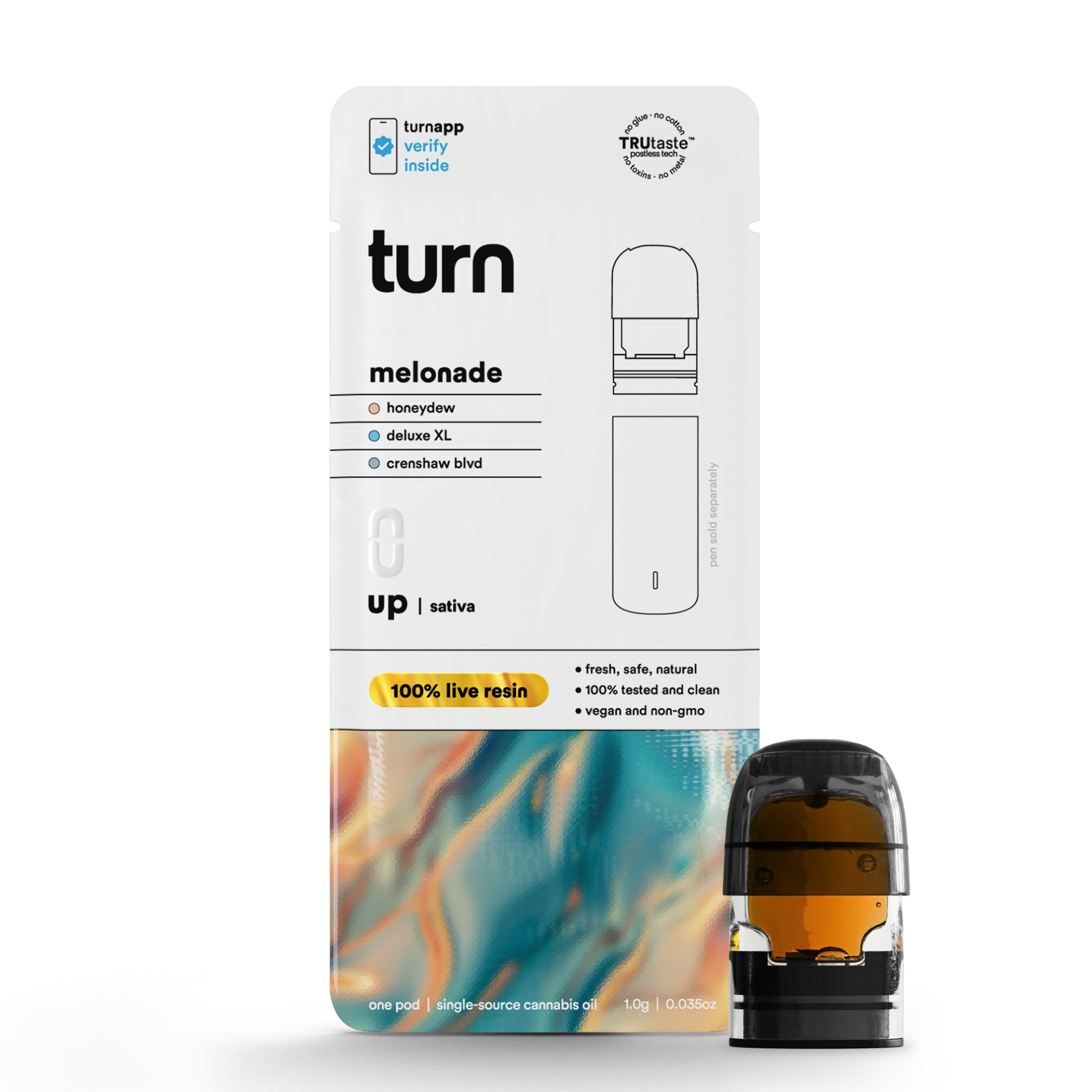 TURN Melonade Live Resin Vape Pods  (Sativa) 74.39% {1g}
