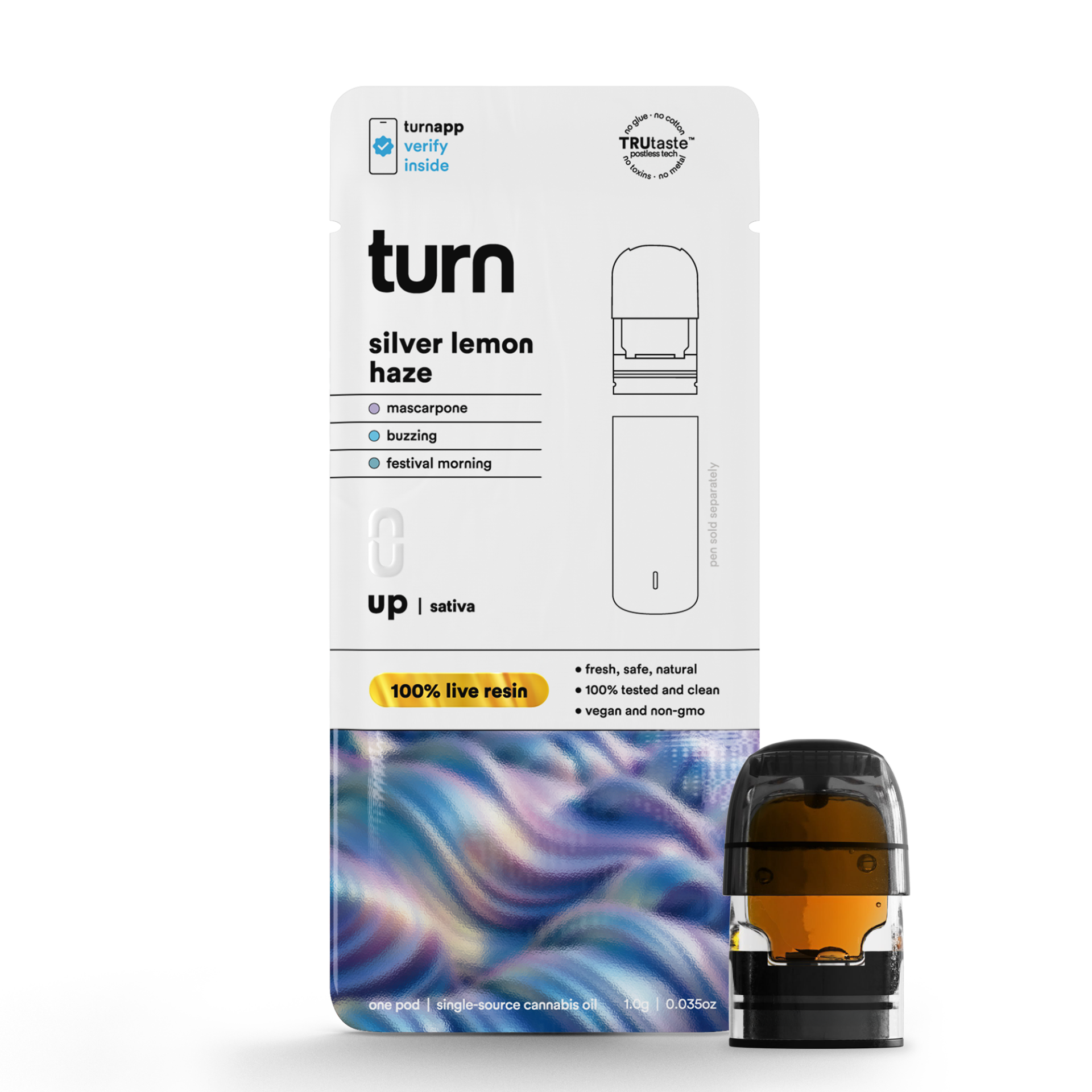TURN Silver Lemon Haze 100% Live Resin Vape Pods  (Sativa) 77.65% {1g}