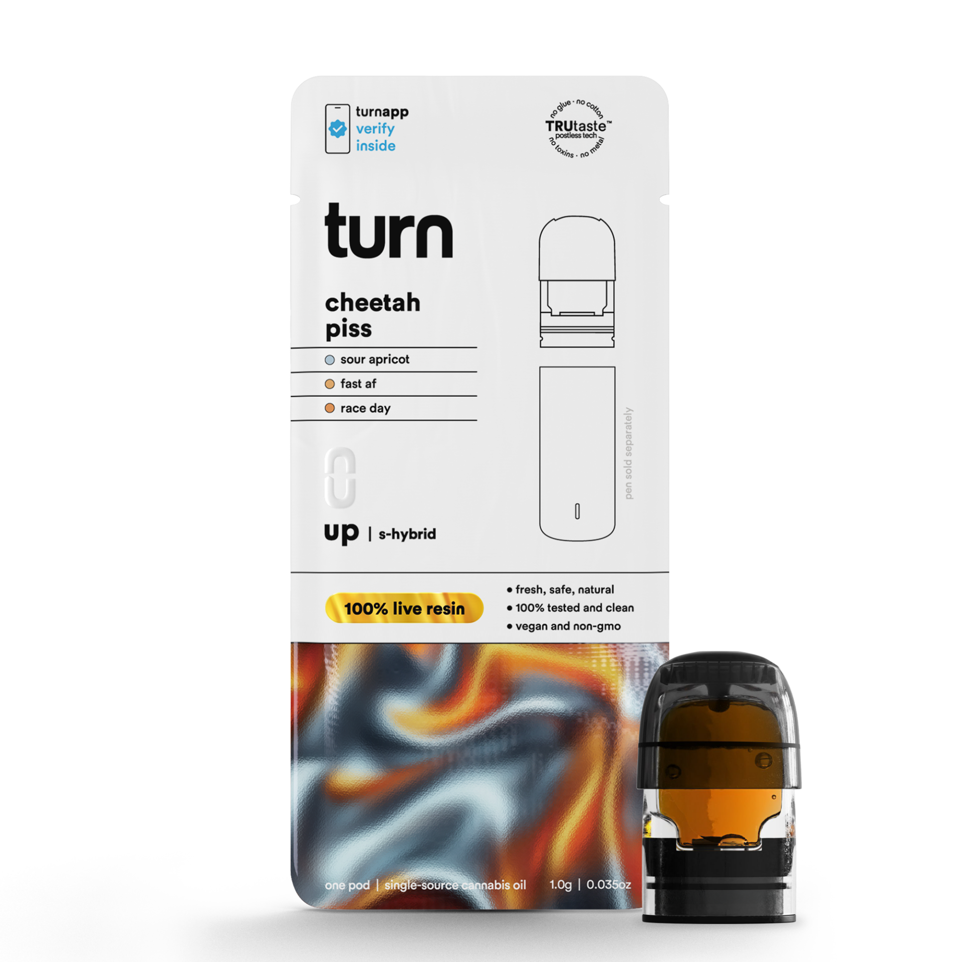 TURN Cheetah Piss 100% Live Resin Vape Pods (Sativa) 74.17% {1g}