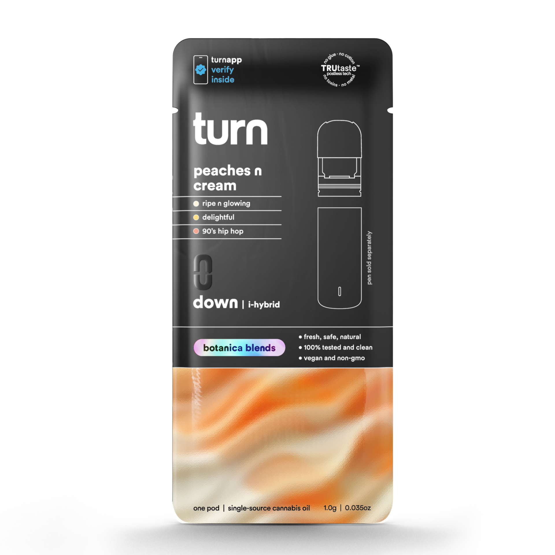 TURN Peaches N Cream Vape Pods (Hybrid Indica) 93.23% {1g}