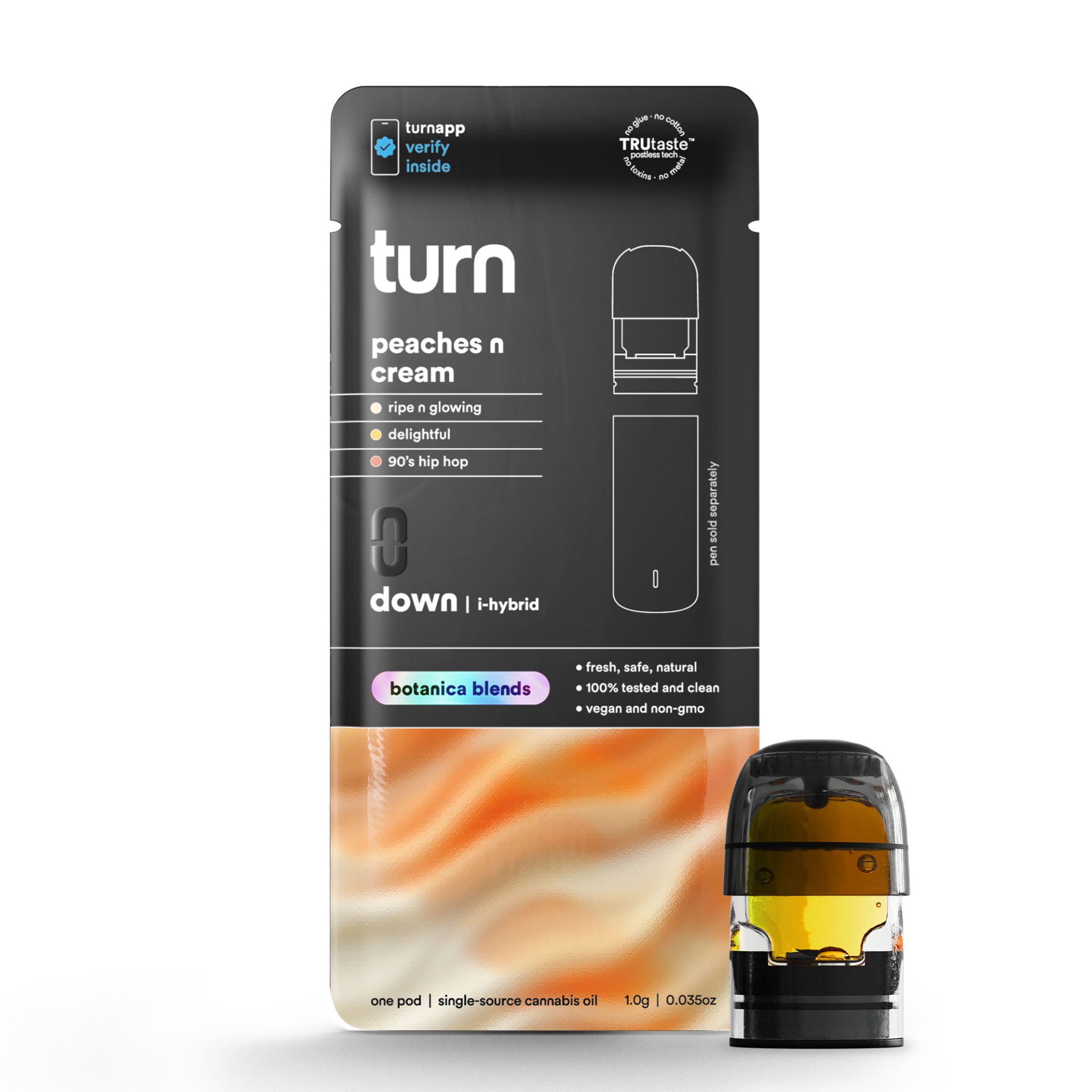 TURN Peaches N Cream Vape Pods (Hybrid Indica) 93.23% {1g}