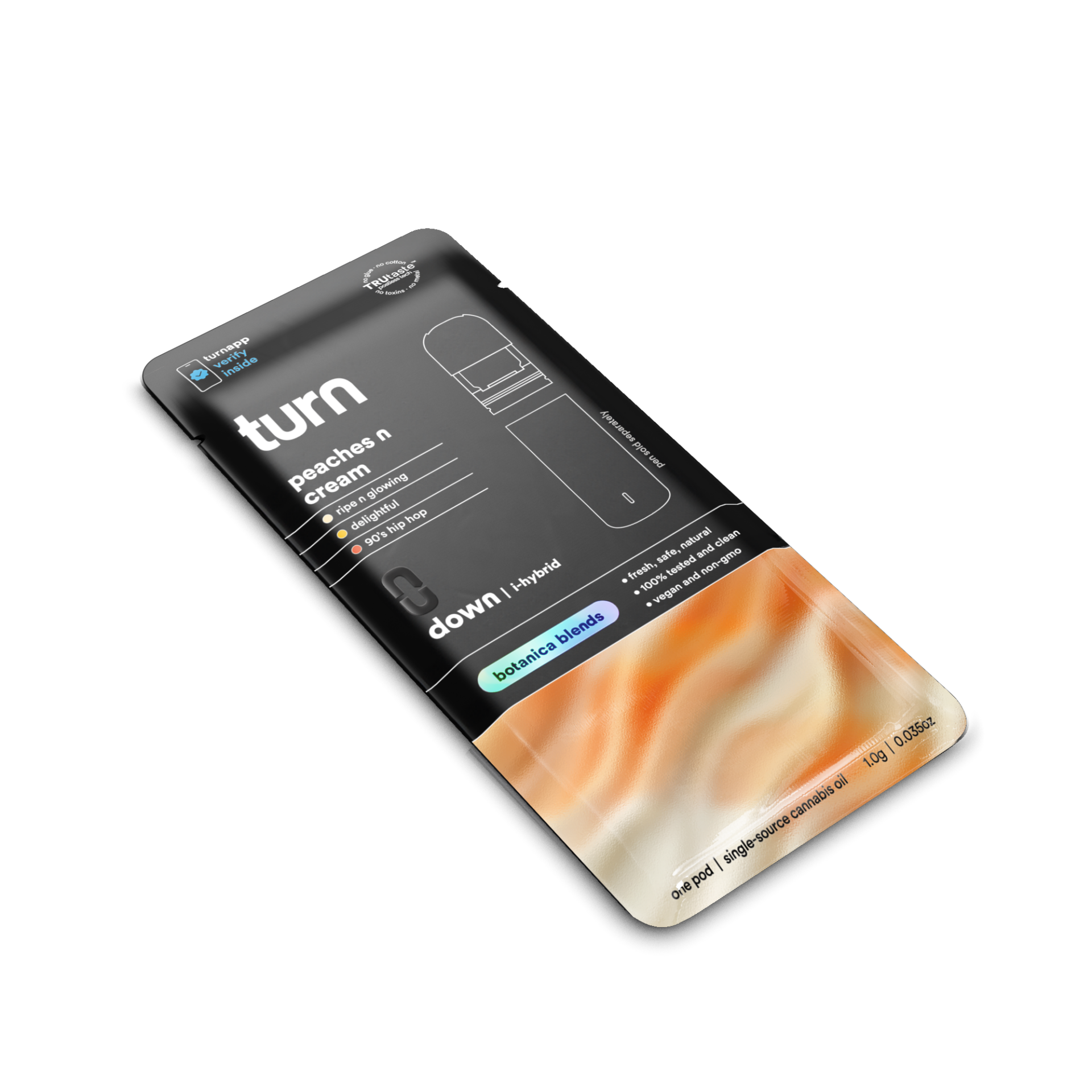 TURN Peaches N Cream Vape Pods (Hybrid Indica) 93.23% {1g}